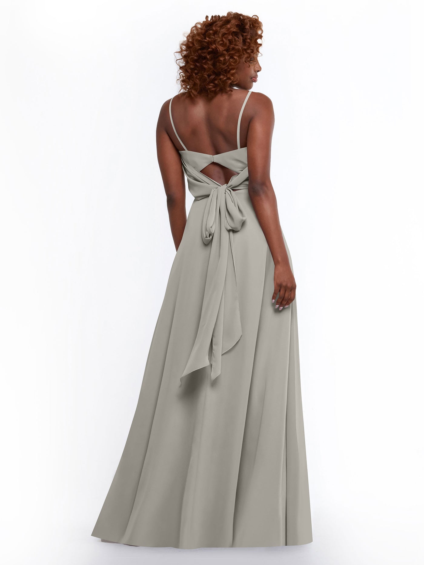 80170 - A-Line Bridesmaid Dress with Flowy Chiffon Skirt and Slit