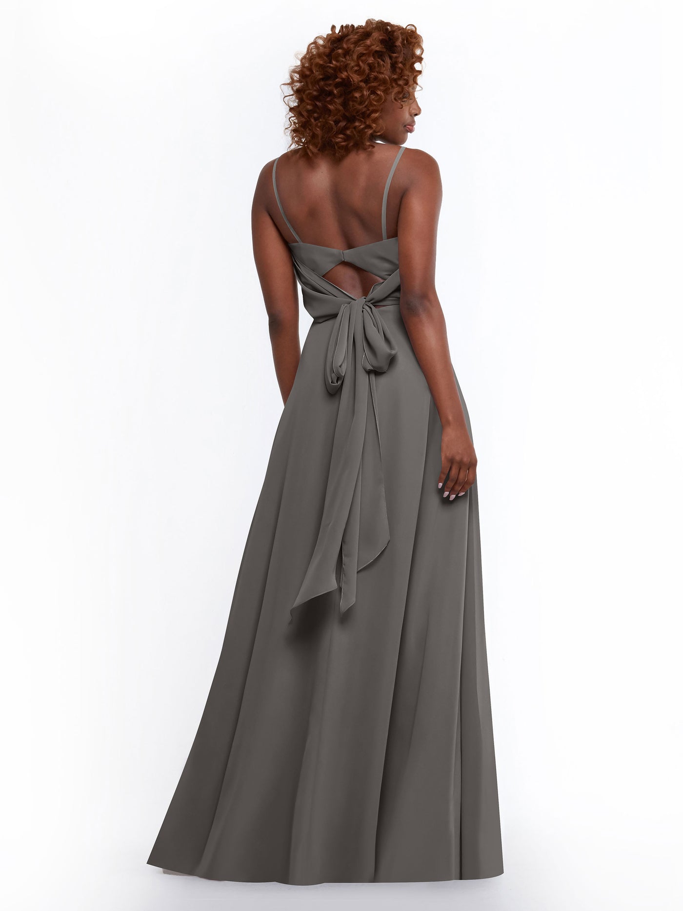 80170 - A-Line Bridesmaid Dress with Flowy Chiffon Skirt and Slit