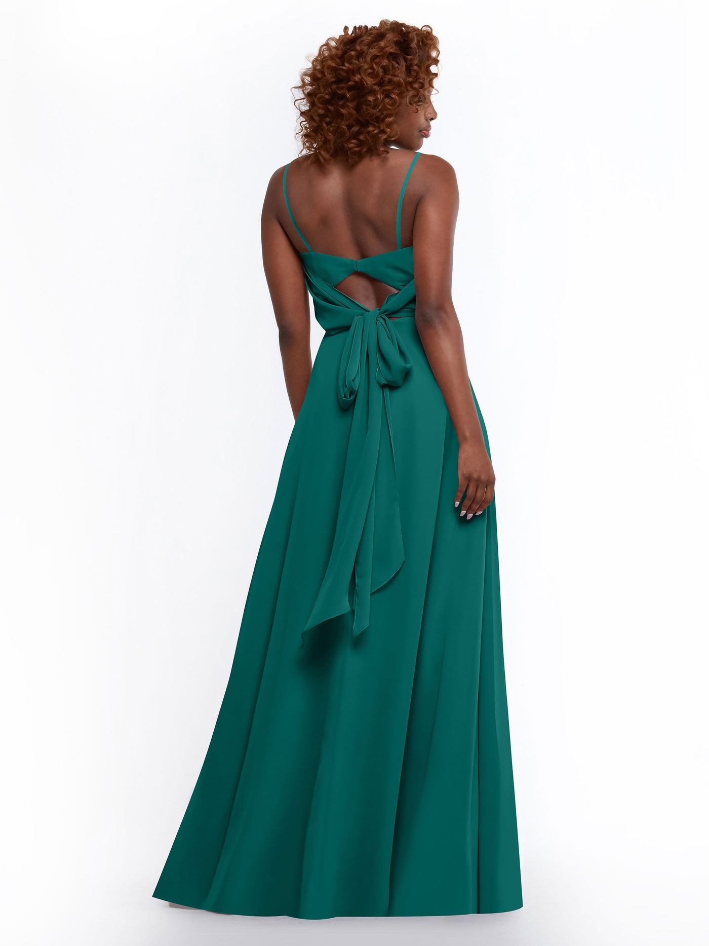 80170 - A-Line Bridesmaid Dress with Flowy Chiffon Skirt and Slit