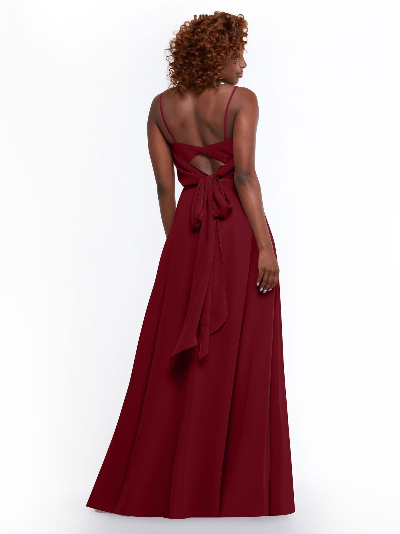 80170 - A-Line Bridesmaid Dress with Flowy Chiffon Skirt and Slit