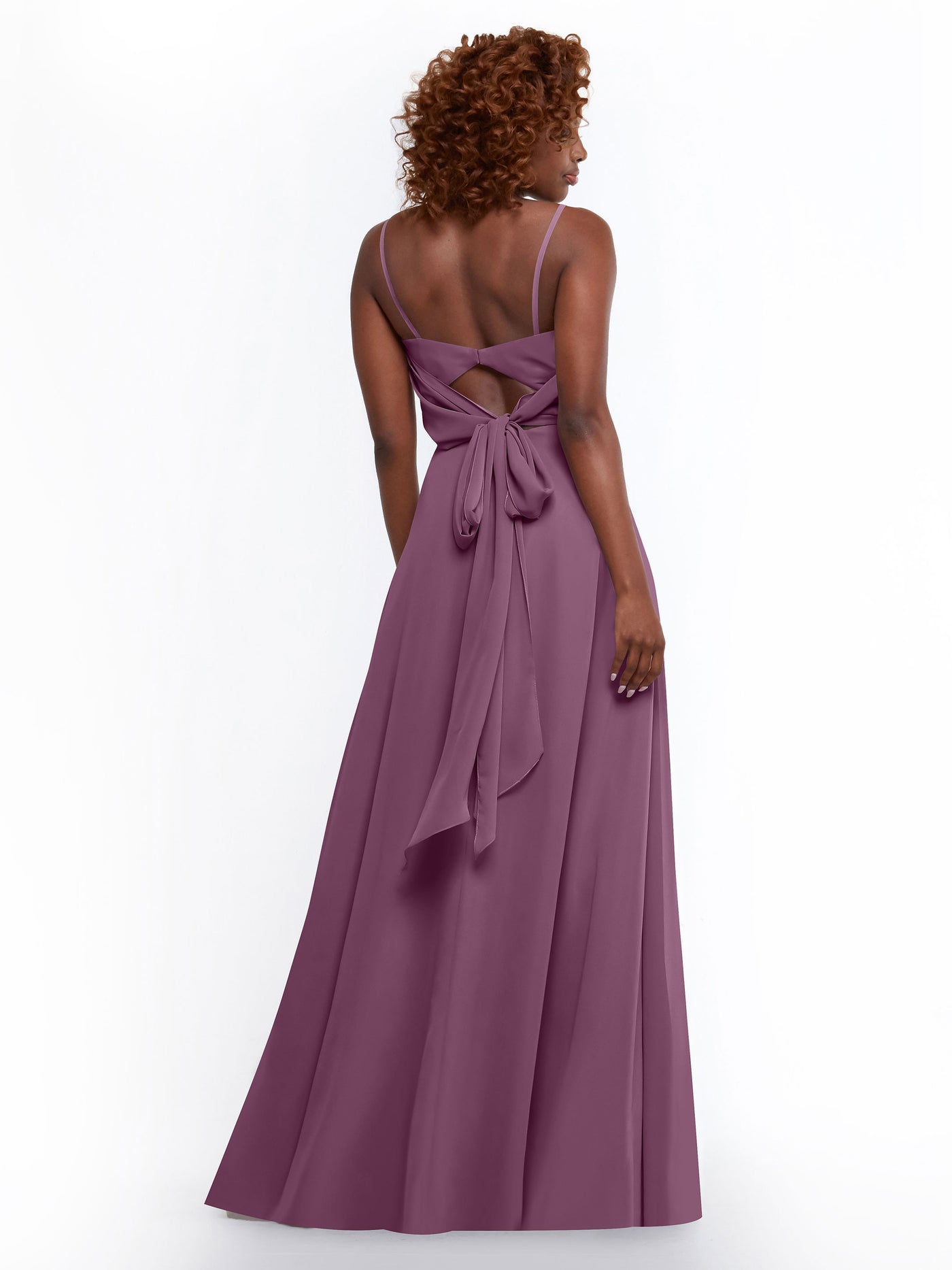 80170 - A-Line Bridesmaid Dress with Flowy Chiffon Skirt and Slit