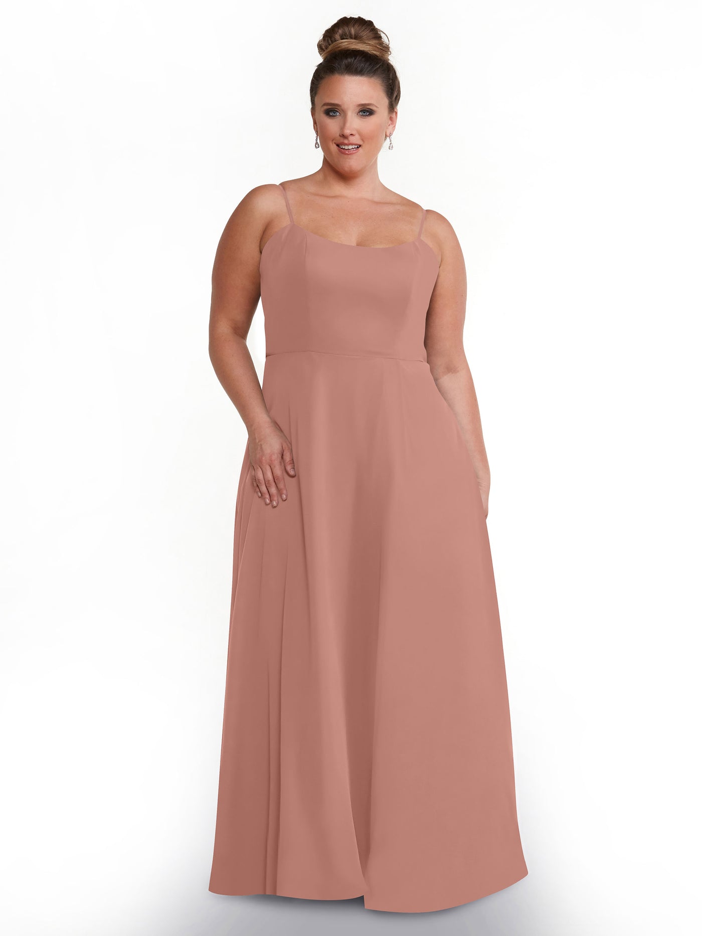 80170 - A-Line Bridesmaid Dress with Flowy Chiffon Skirt and Slit