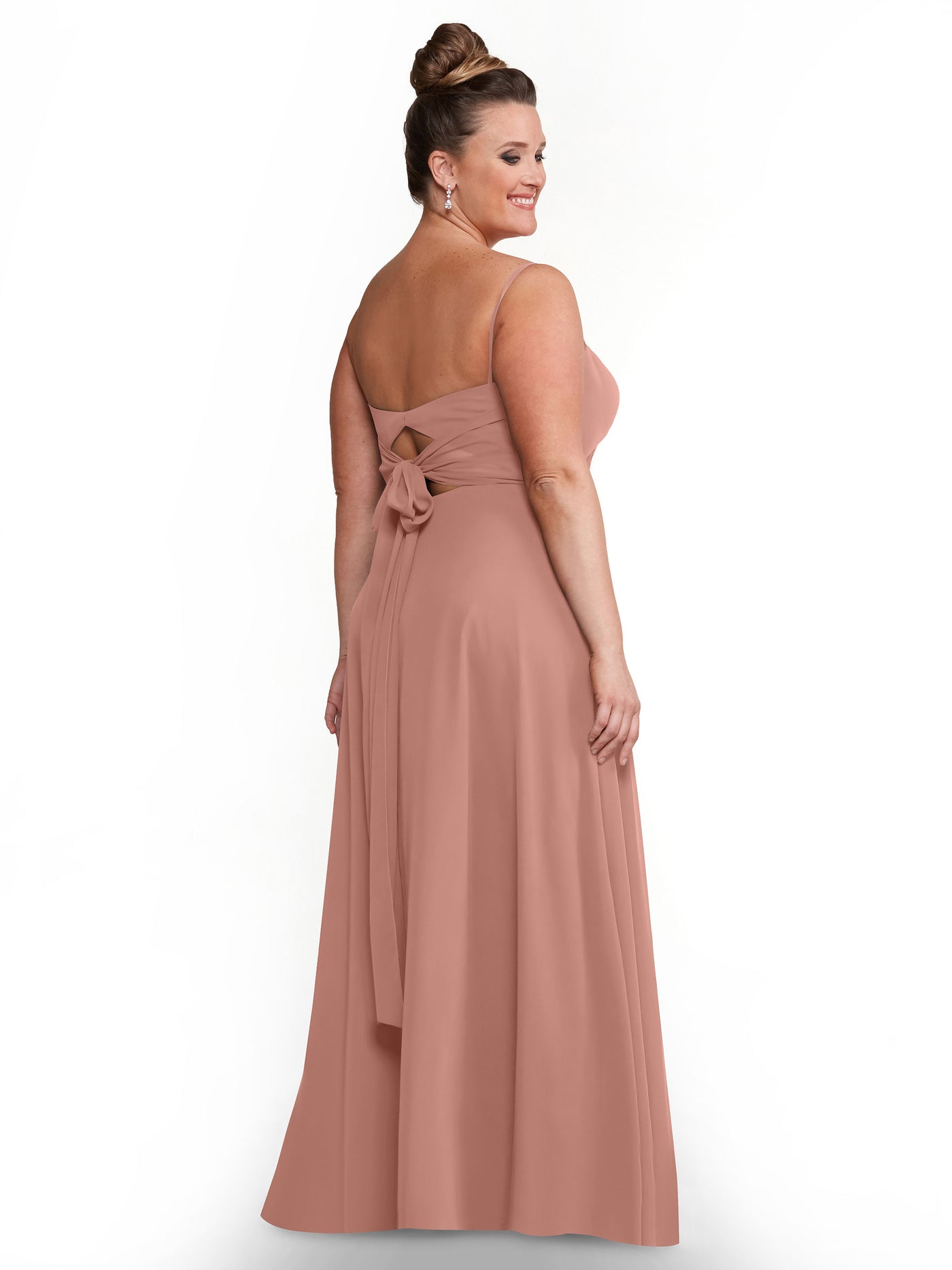 80170 - A-Line Bridesmaid Dress with Flowy Chiffon Skirt and Slit
