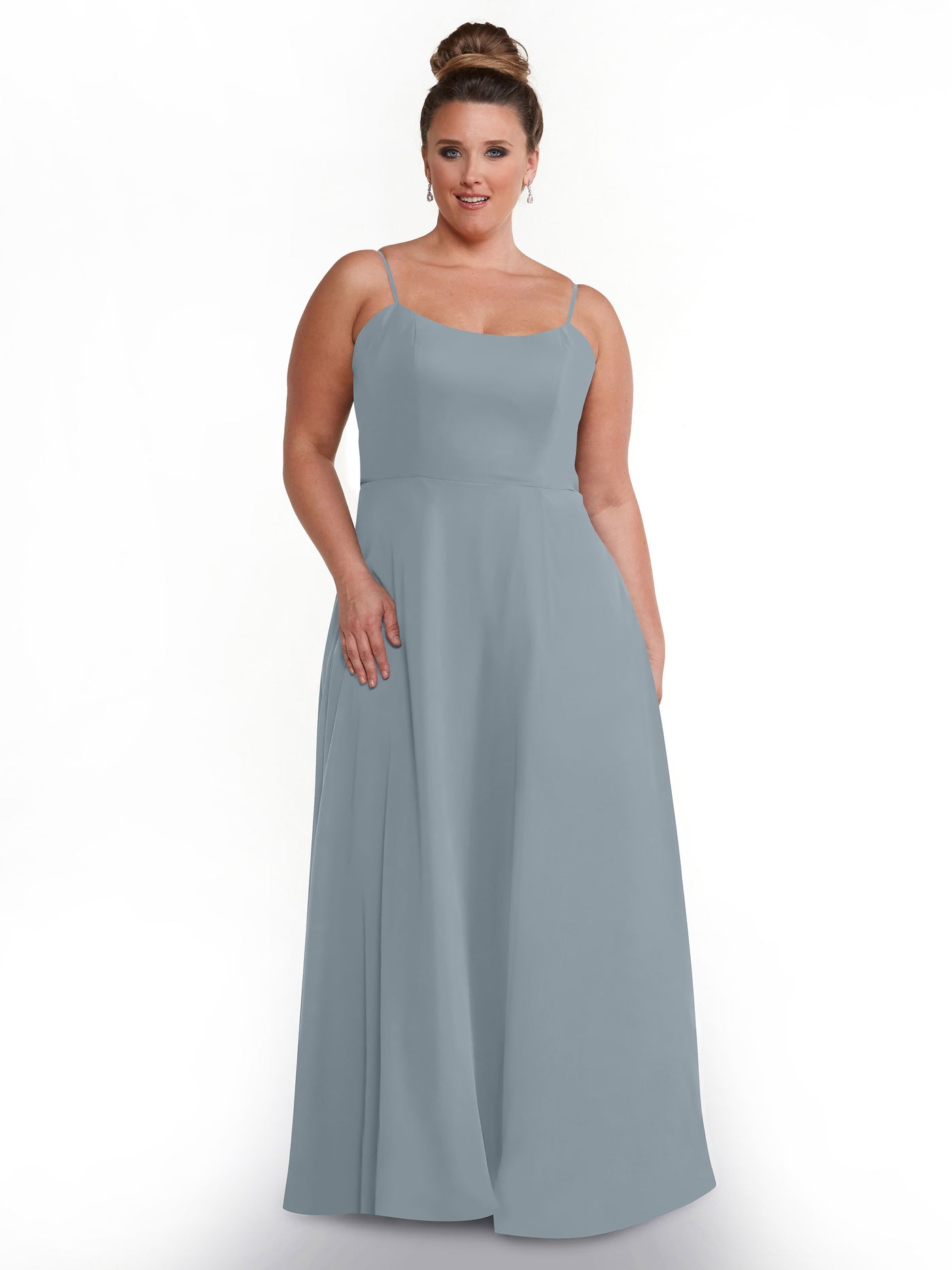 80170 - A-Line Bridesmaid Dress with Flowy Chiffon Skirt and Slit