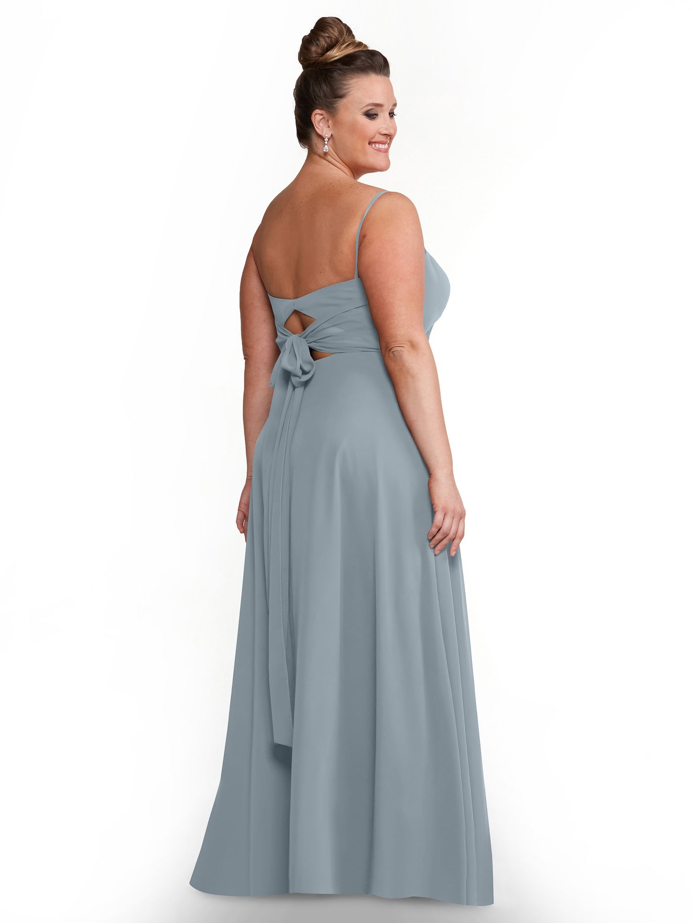 80170 - A-Line Bridesmaid Dress with Flowy Chiffon Skirt and Slit
