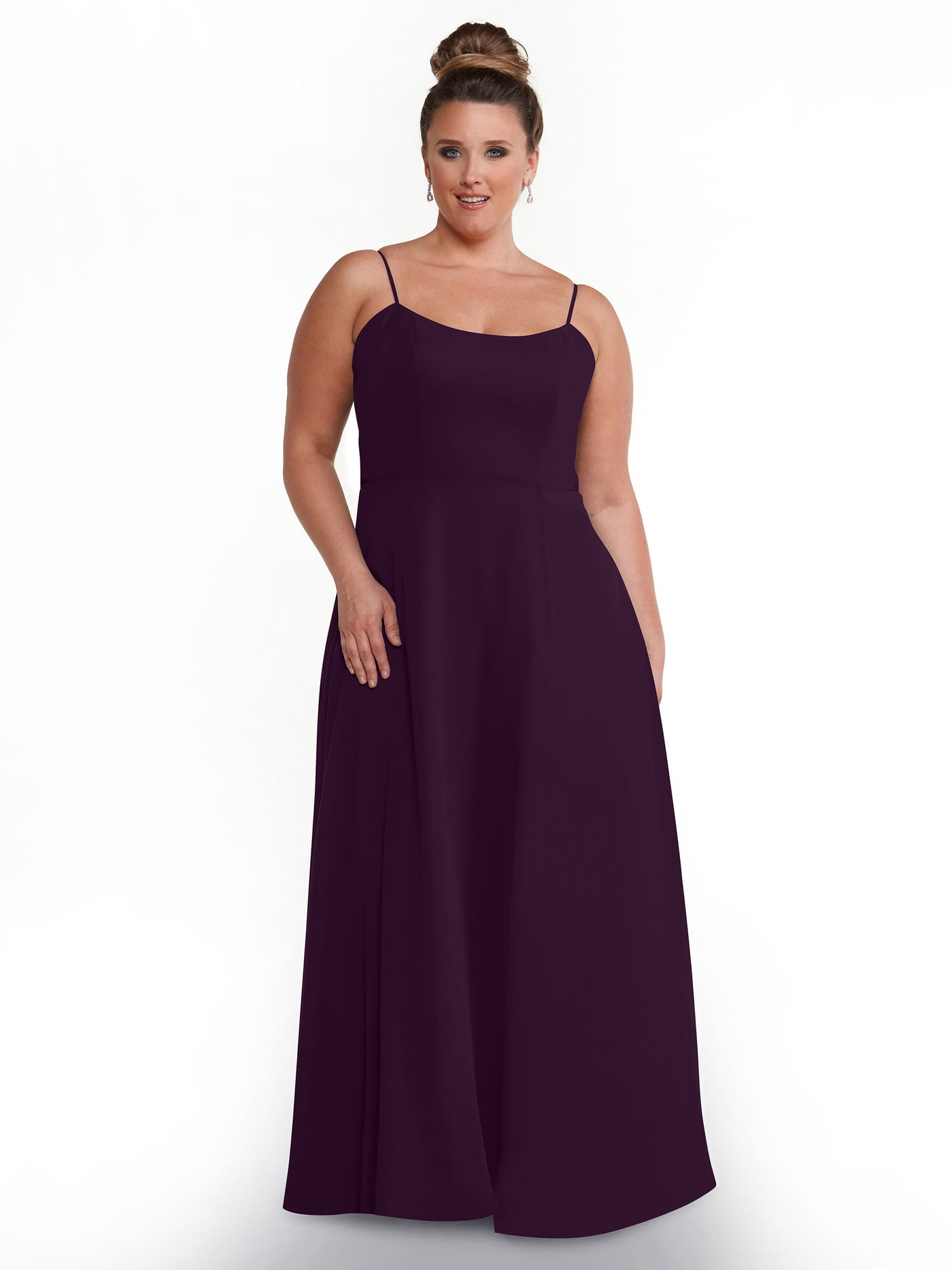80170 - A-Line Bridesmaid Dress with Flowy Chiffon Skirt and Slit