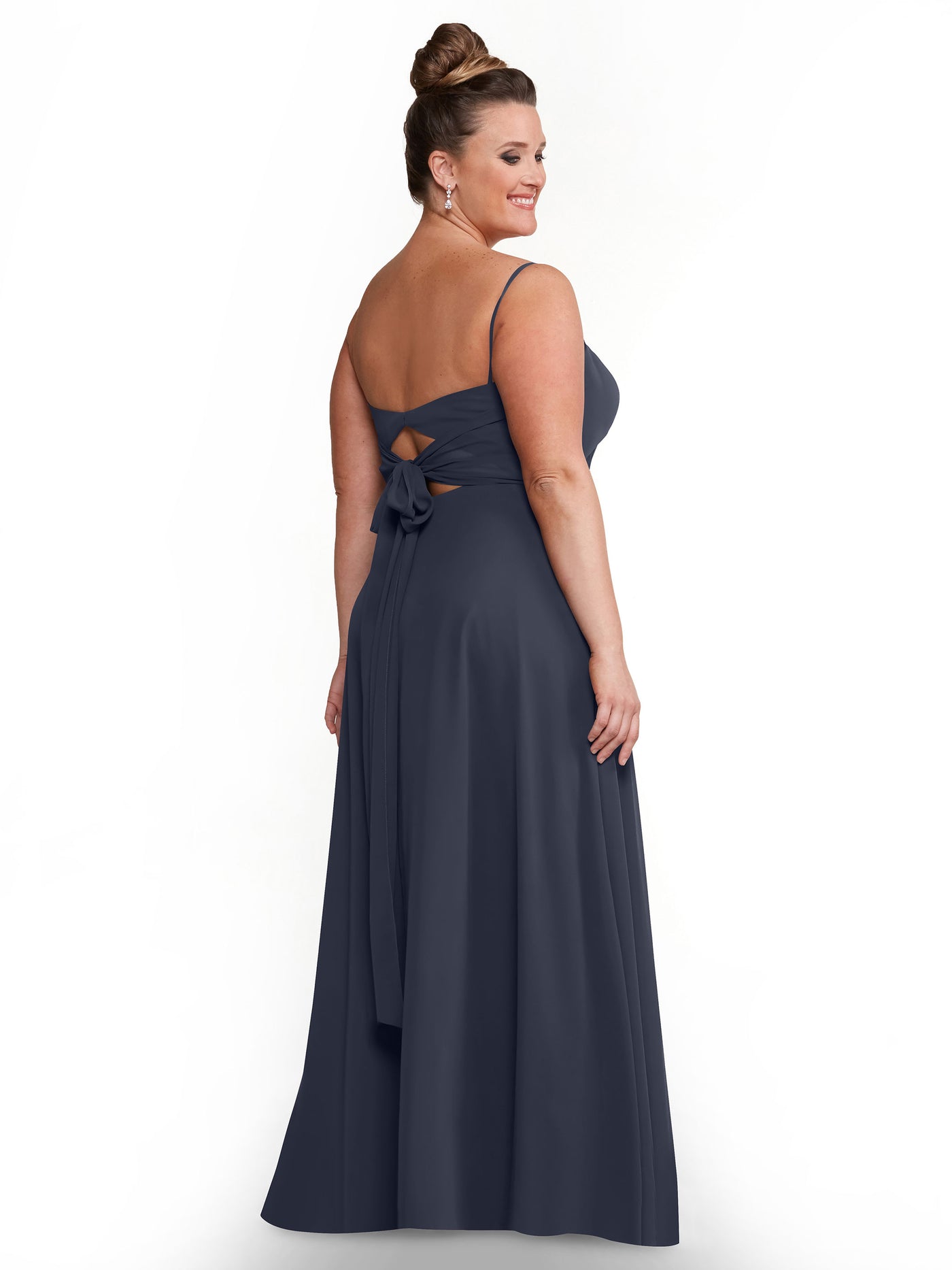 80170 - A-Line Bridesmaid Dress with Flowy Chiffon Skirt and Slit