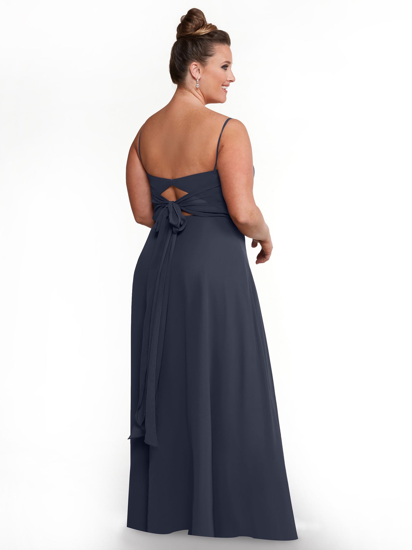 80170 - A-Line Bridesmaid Dress with Flowy Chiffon Skirt and Slit