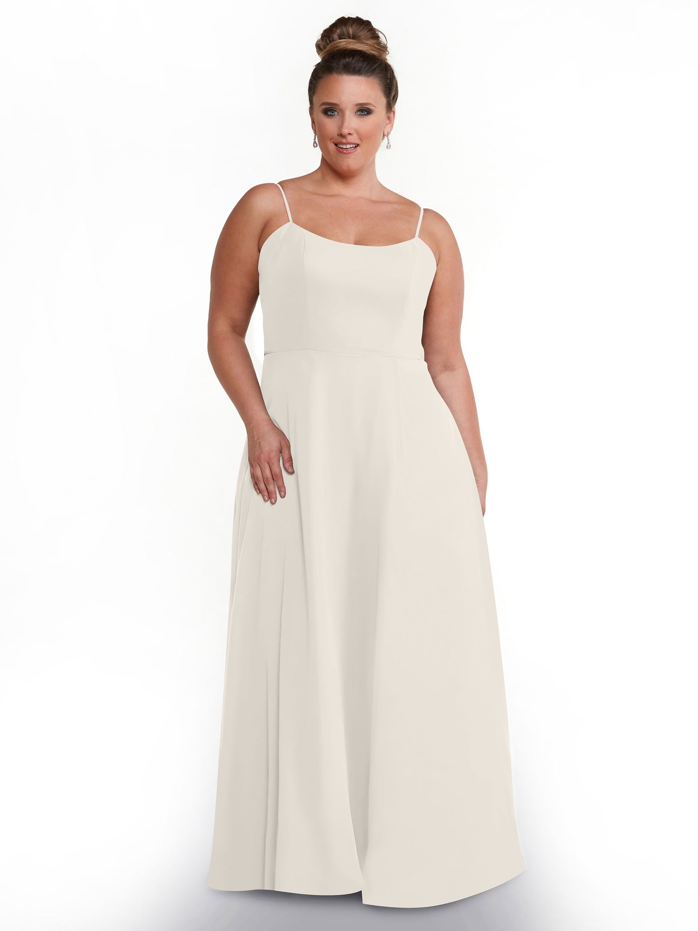 80170 - A-Line Bridesmaid Dress with Flowy Chiffon Skirt and Slit
