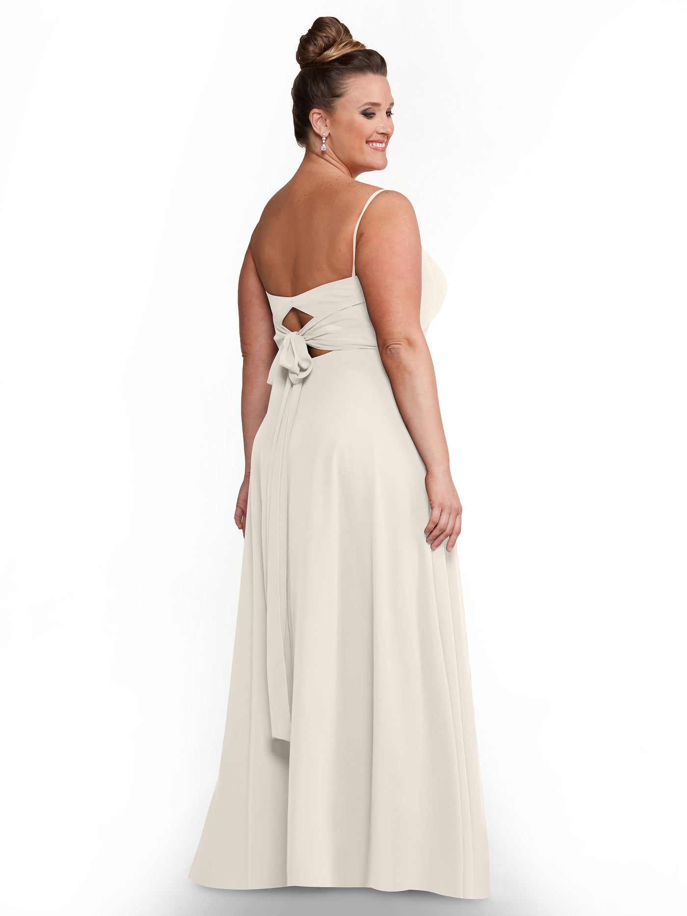 80170 - A-Line Bridesmaid Dress with Flowy Chiffon Skirt and Slit