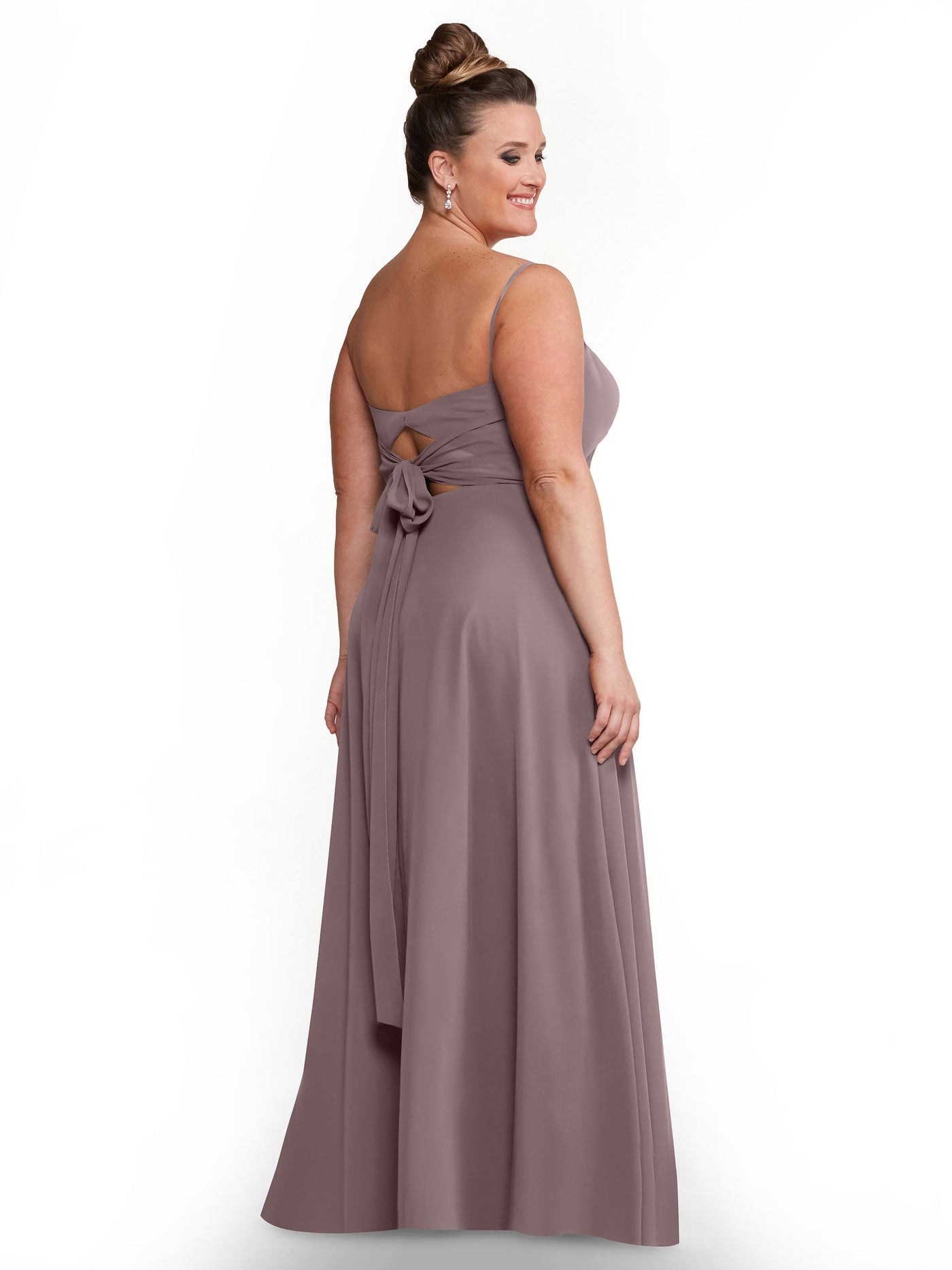 80170 - A-Line Bridesmaid Dress with Flowy Chiffon Skirt and Slit