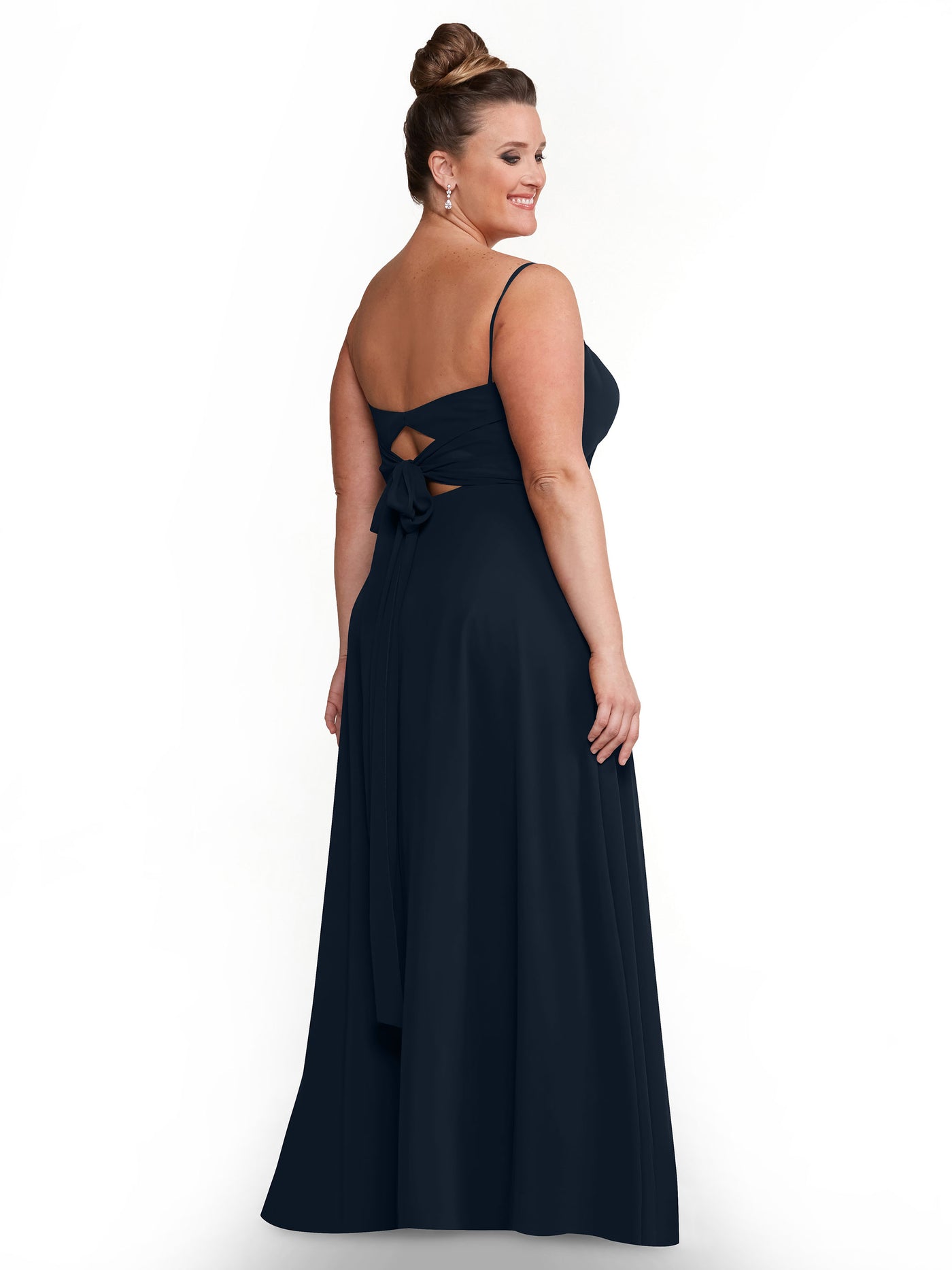 80170 - A-Line Bridesmaid Dress with Flowy Chiffon Skirt and Slit