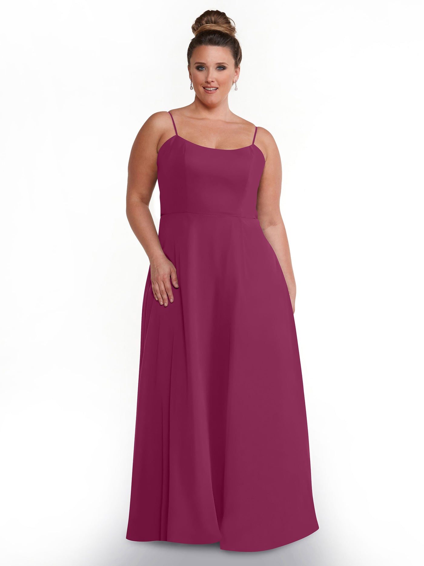 80170 - A-Line Bridesmaid Dress with Flowy Chiffon Skirt and Slit