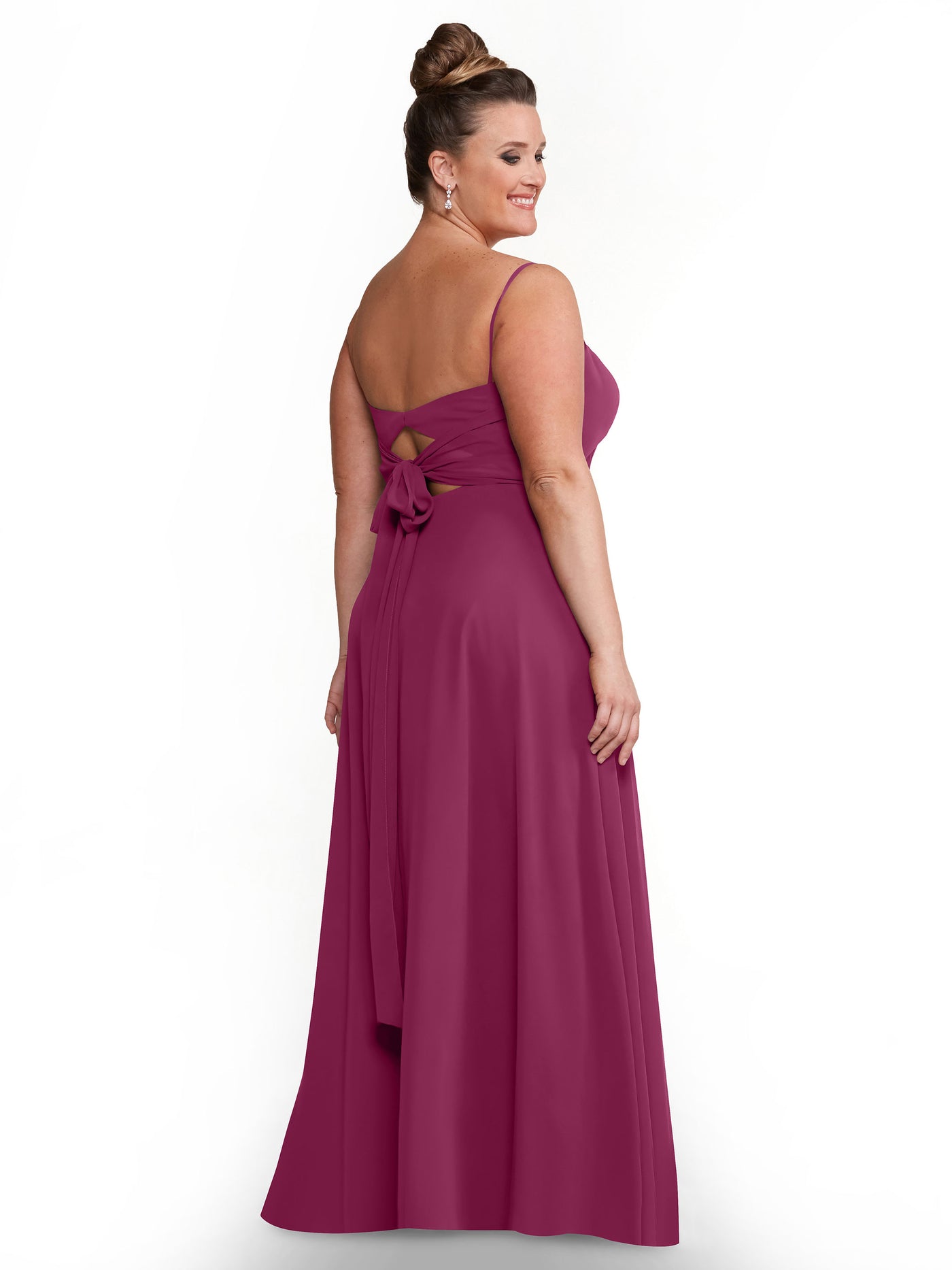 80170 - A-Line Bridesmaid Dress with Flowy Chiffon Skirt and Slit