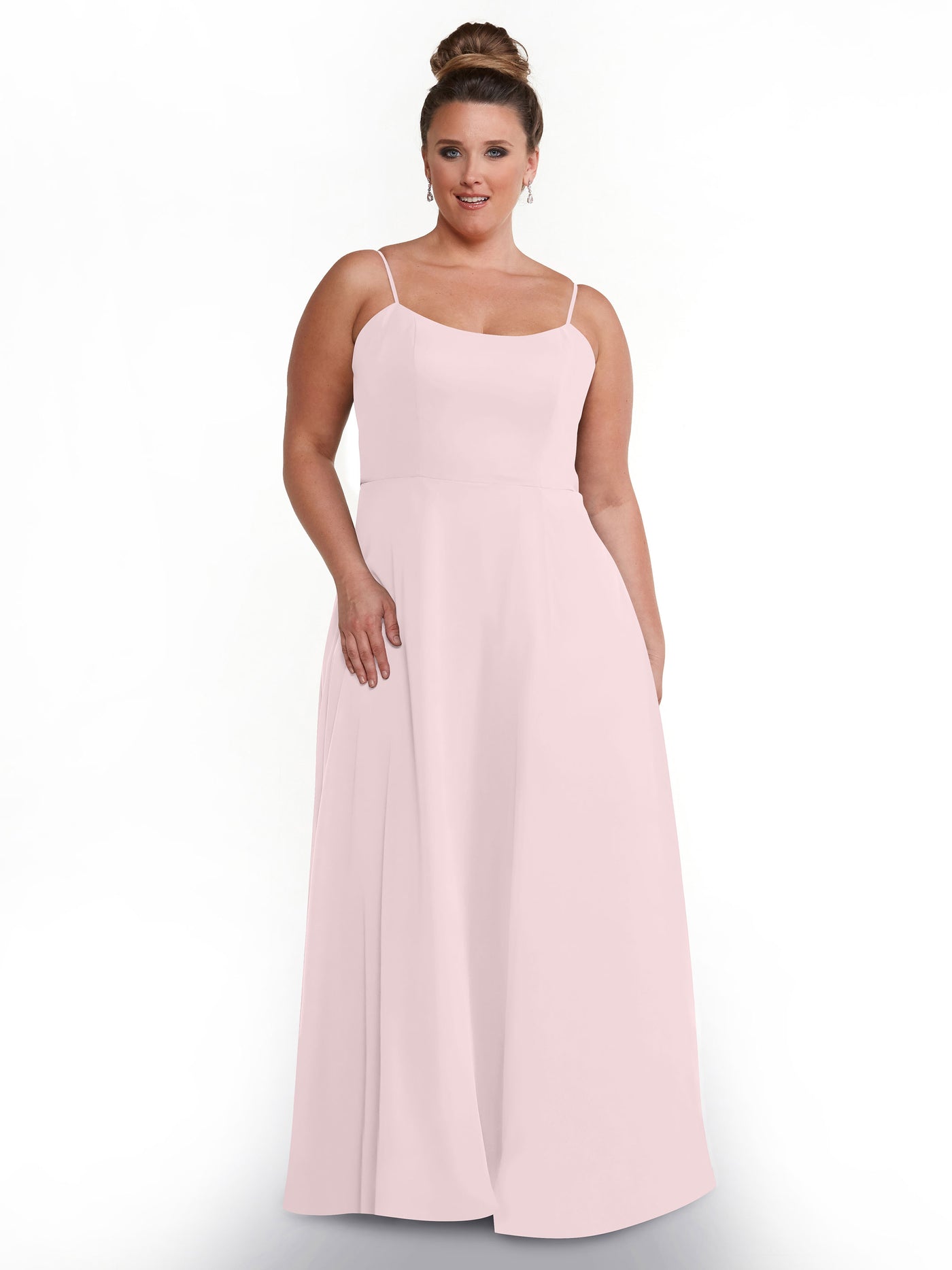 80170 - A-Line Bridesmaid Dress with Flowy Chiffon Skirt and Slit