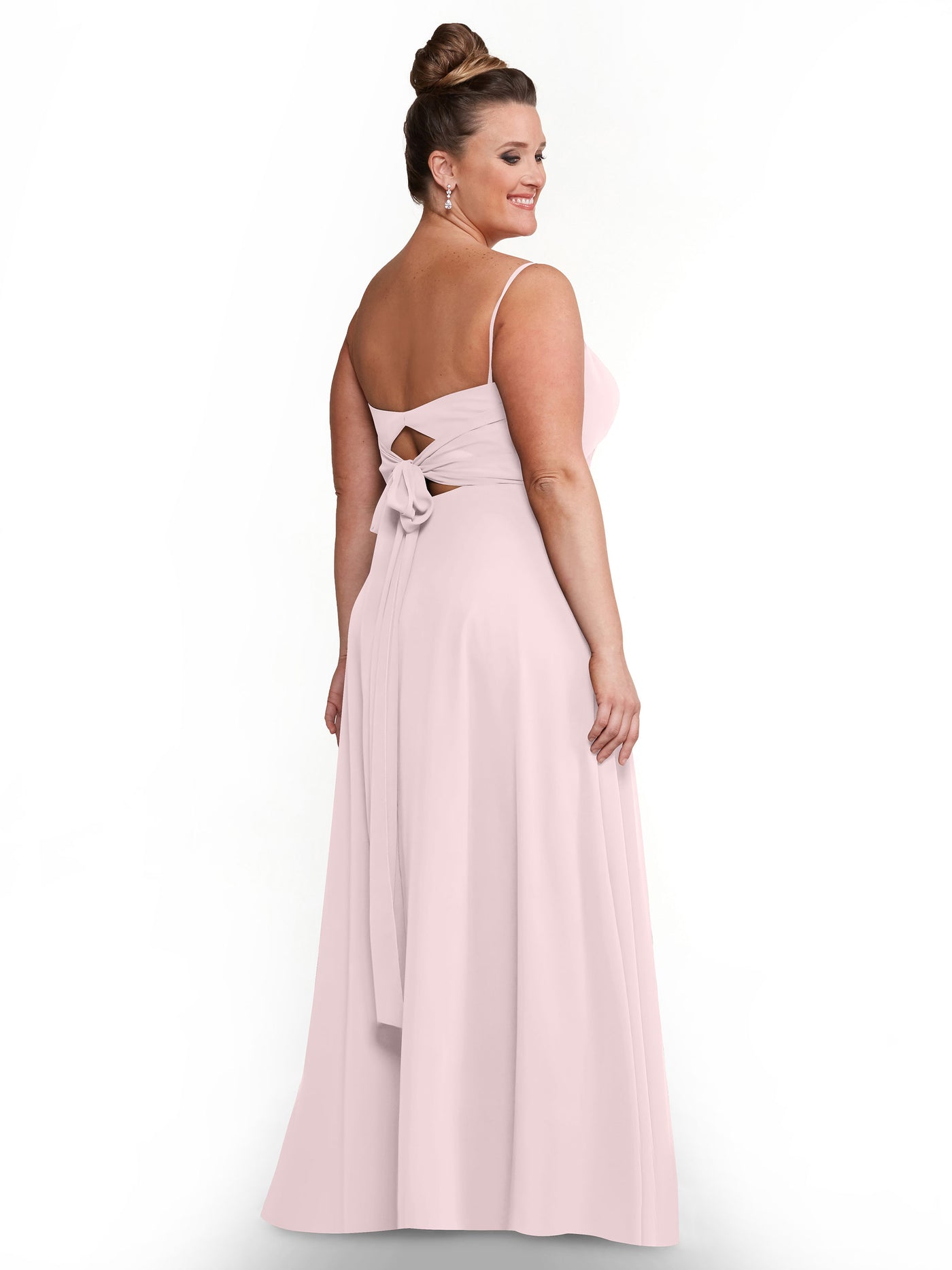 80170 - A-Line Bridesmaid Dress with Flowy Chiffon Skirt and Slit