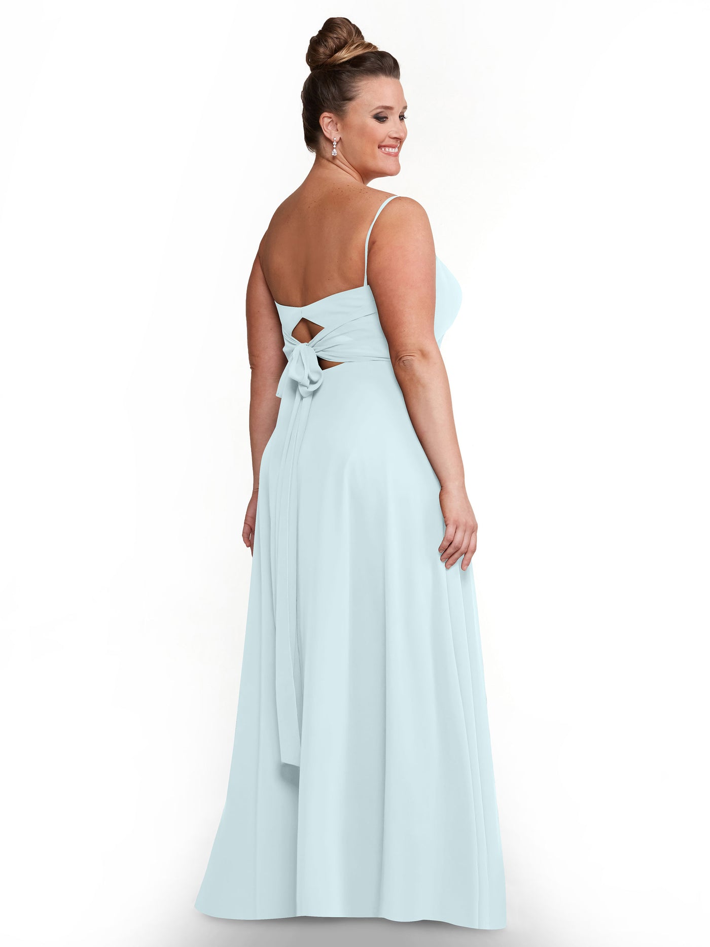 80170 - A-Line Bridesmaid Dress with Flowy Chiffon Skirt and Slit