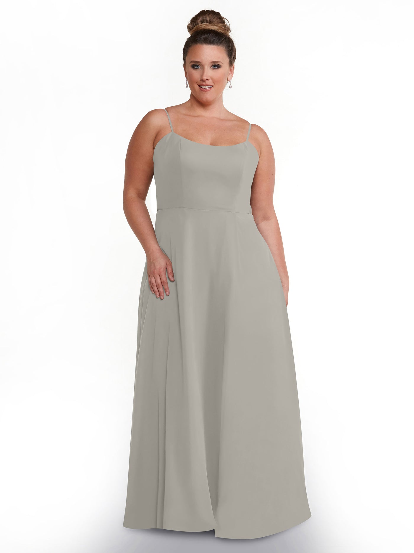 80170 - A-Line Bridesmaid Dress with Flowy Chiffon Skirt and Slit