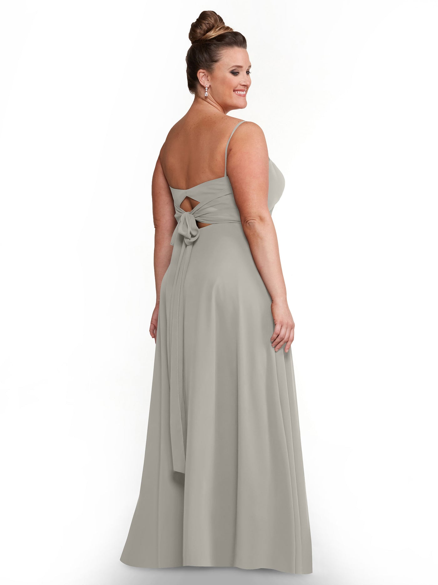 80170 - A-Line Bridesmaid Dress with Flowy Chiffon Skirt and Slit