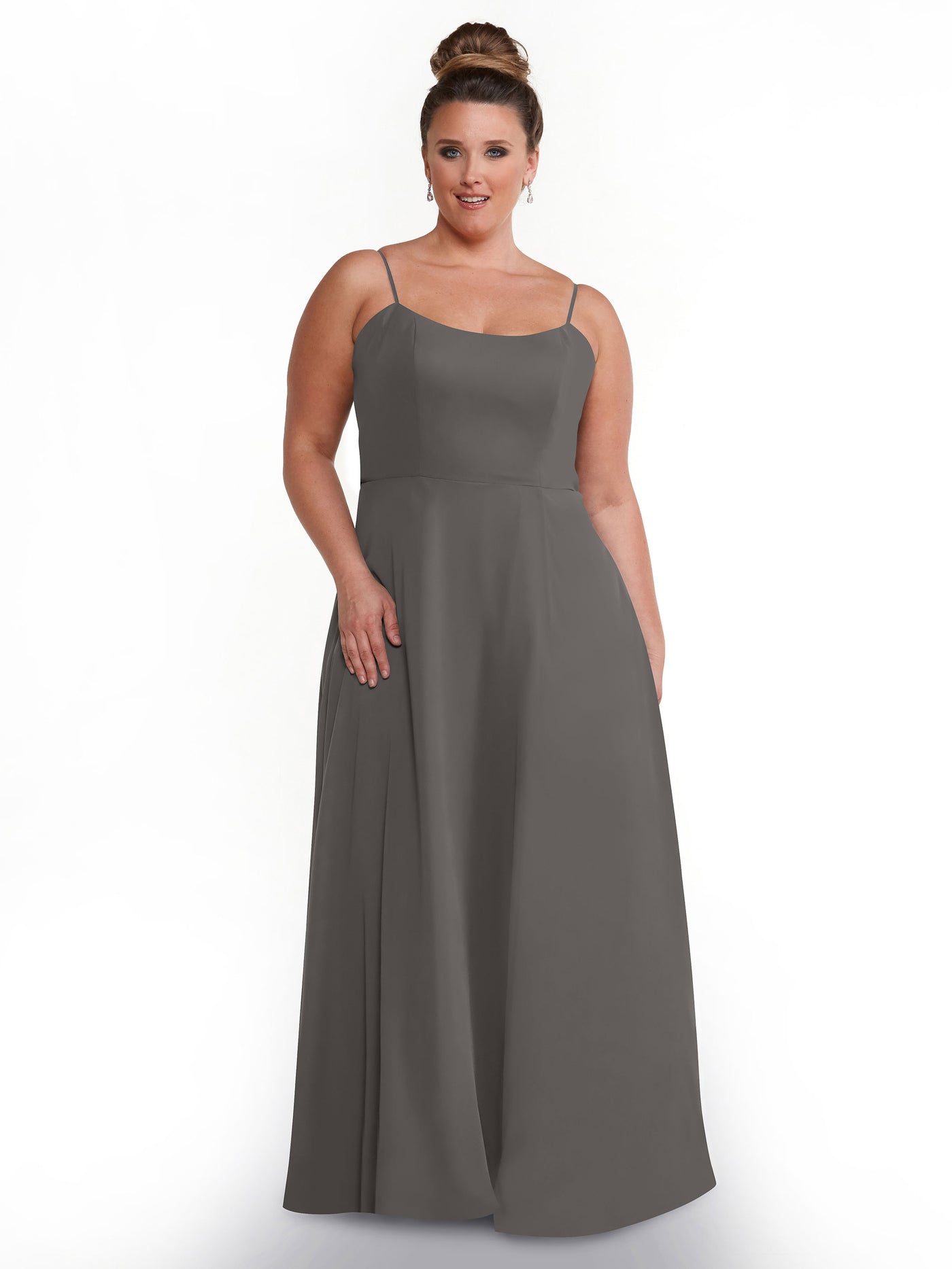 80170 - A-Line Bridesmaid Dress with Flowy Chiffon Skirt and Slit