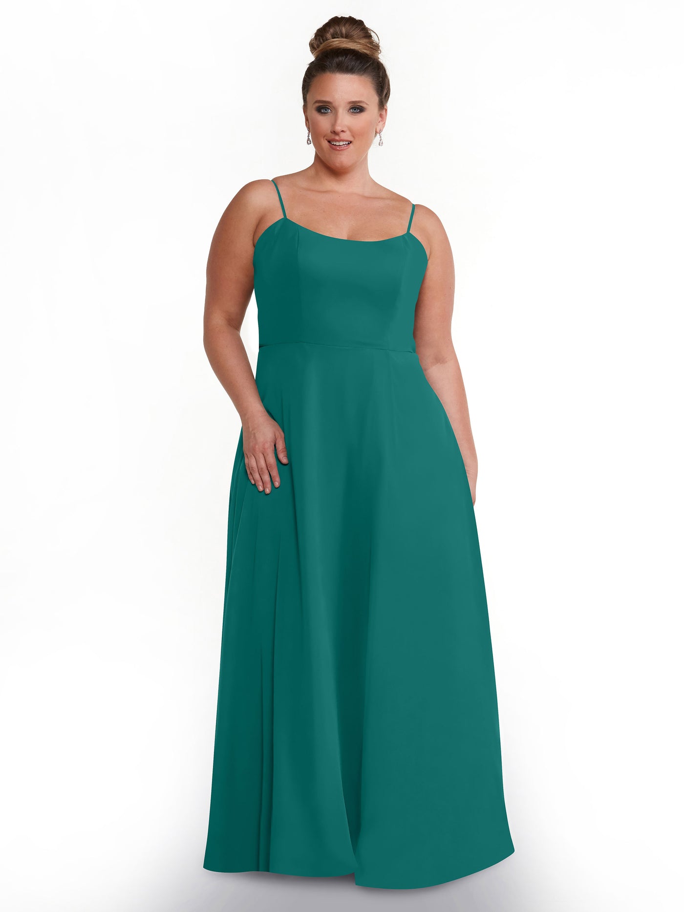 80170 - A-Line Bridesmaid Dress with Flowy Chiffon Skirt and Slit