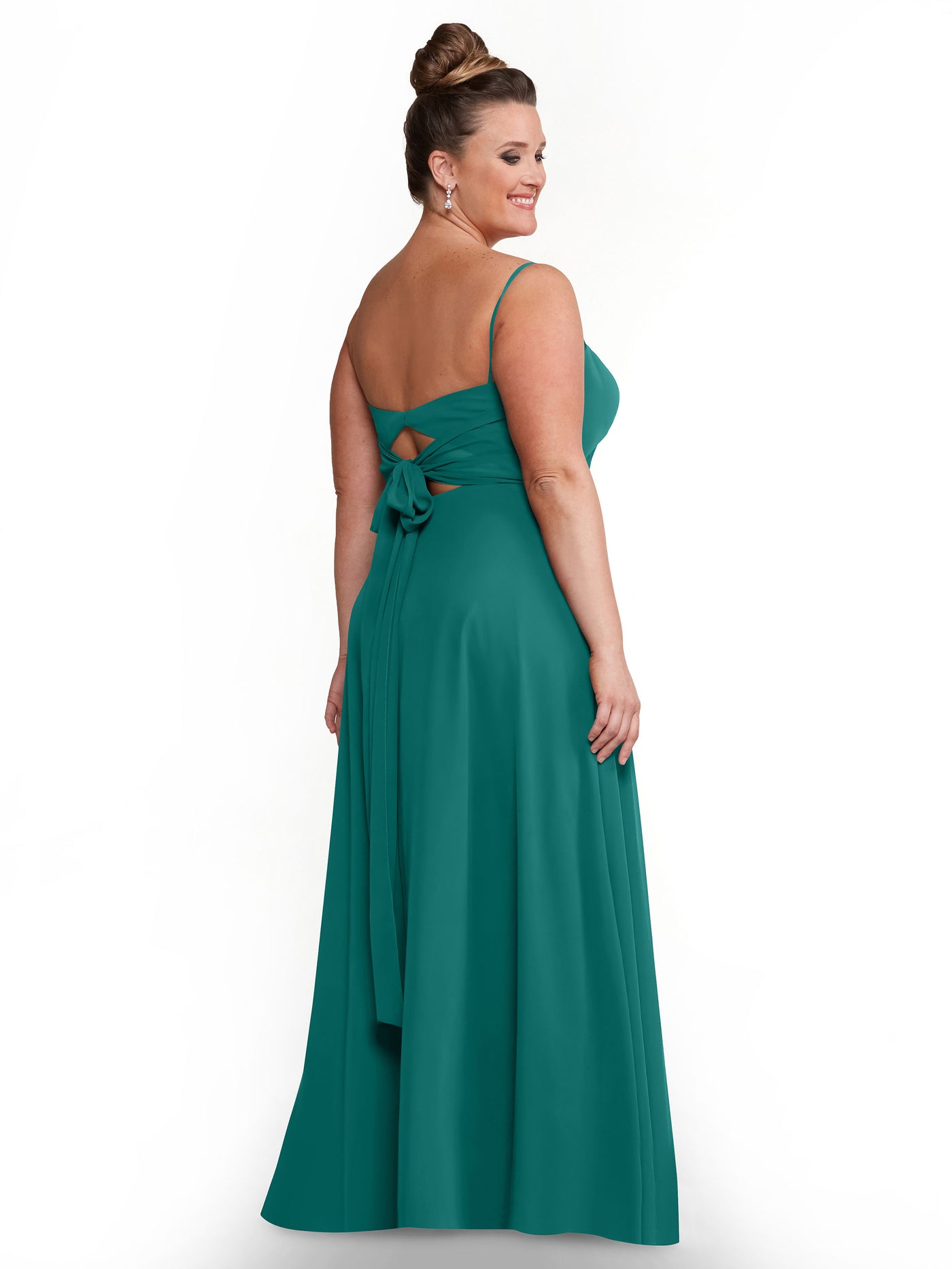 80170 - A-Line Bridesmaid Dress with Flowy Chiffon Skirt and Slit