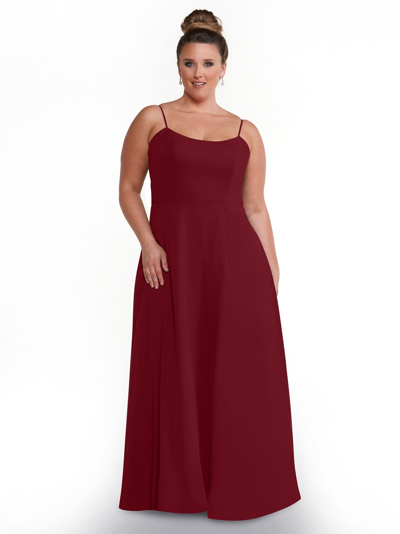 80170 - A-Line Bridesmaid Dress with Flowy Chiffon Skirt and Slit