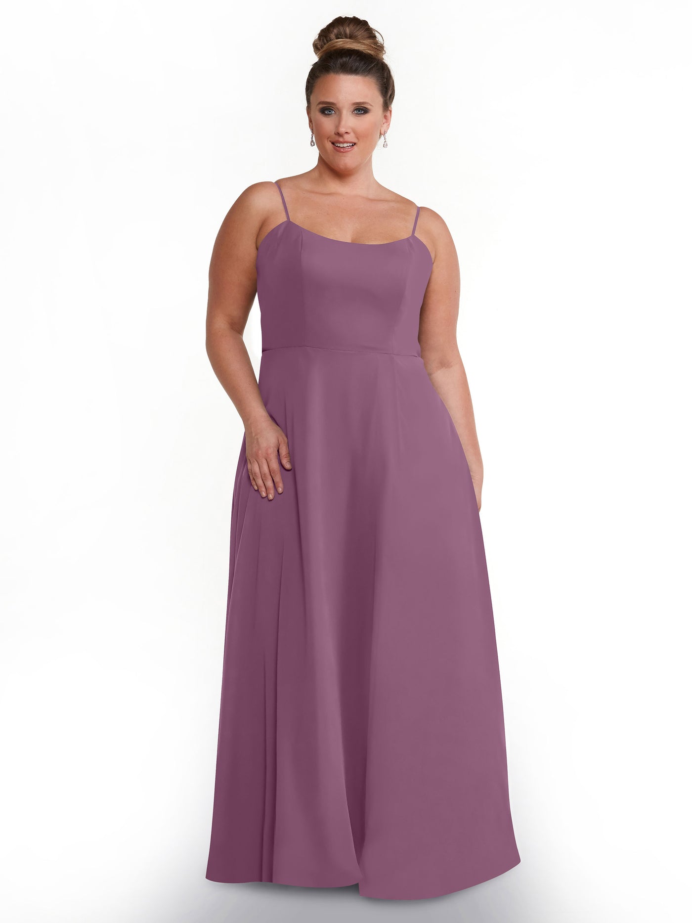 80170 - A-Line Bridesmaid Dress with Flowy Chiffon Skirt and Slit