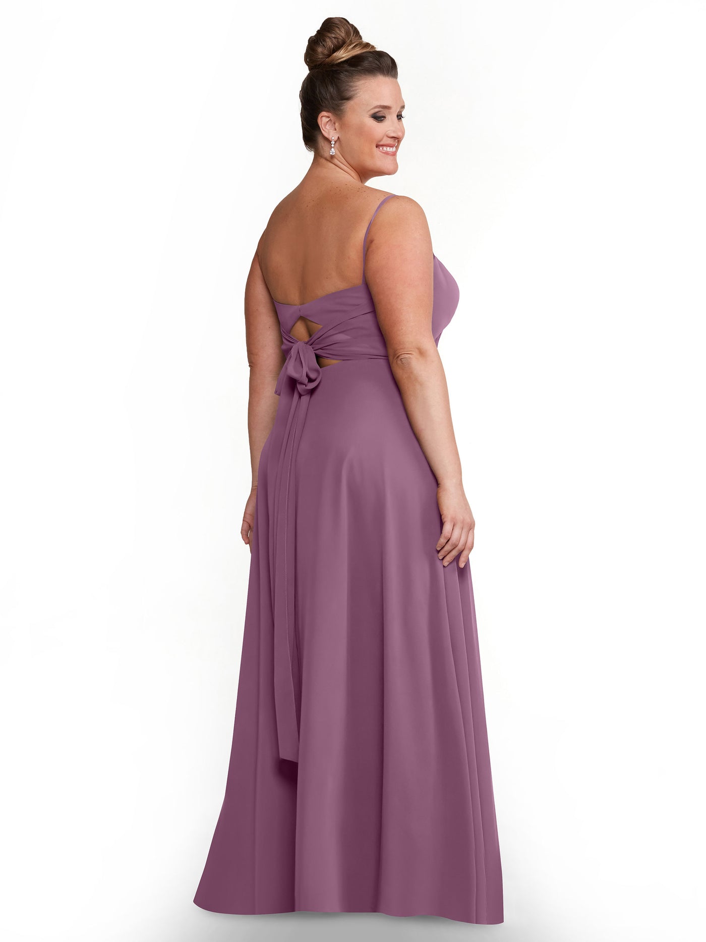 80170 - A-Line Bridesmaid Dress with Flowy Chiffon Skirt and Slit