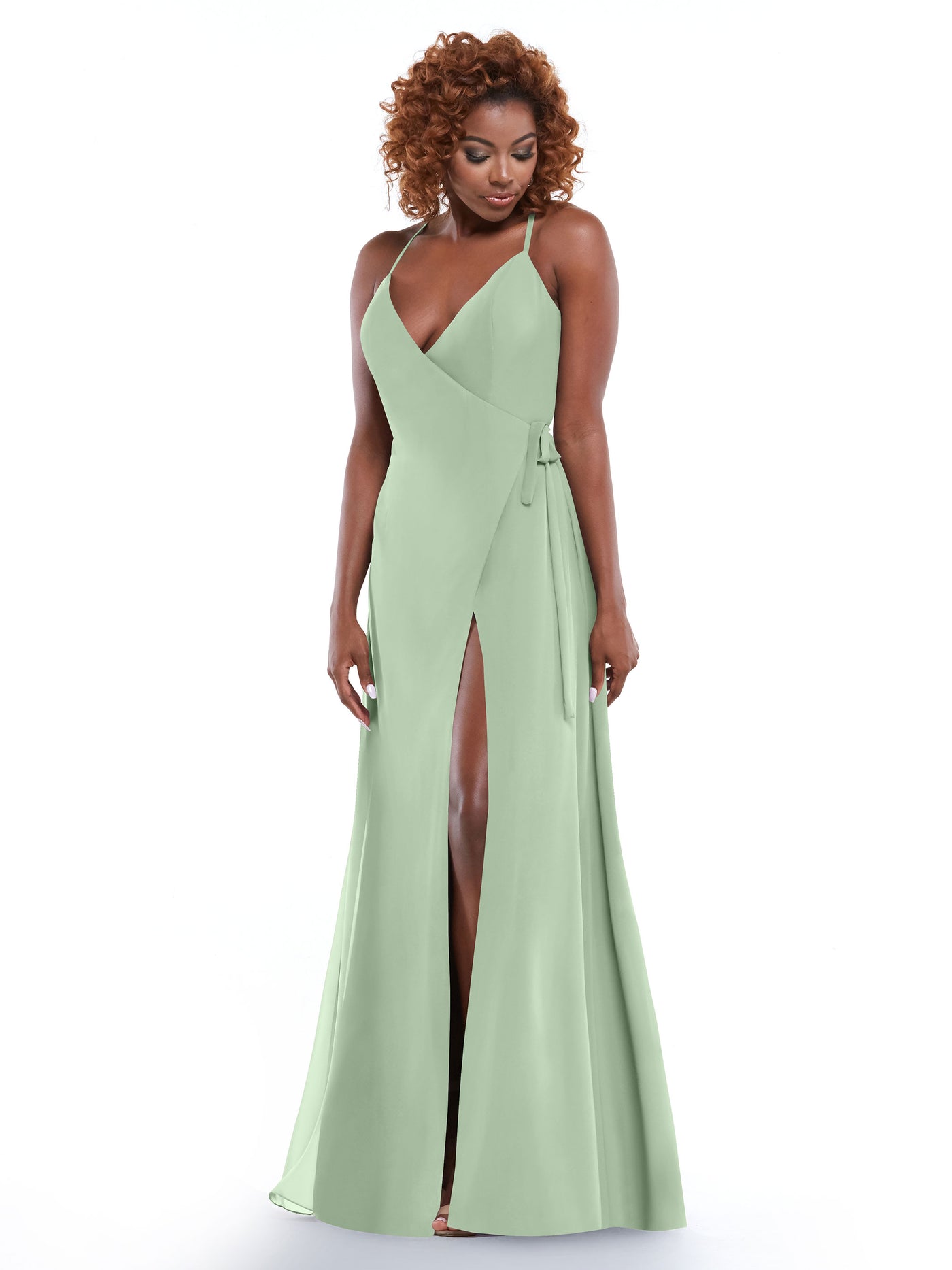 80171 - Sheath Chiffon Bridesmaid Dress with Self-Tie Sash around the Waist