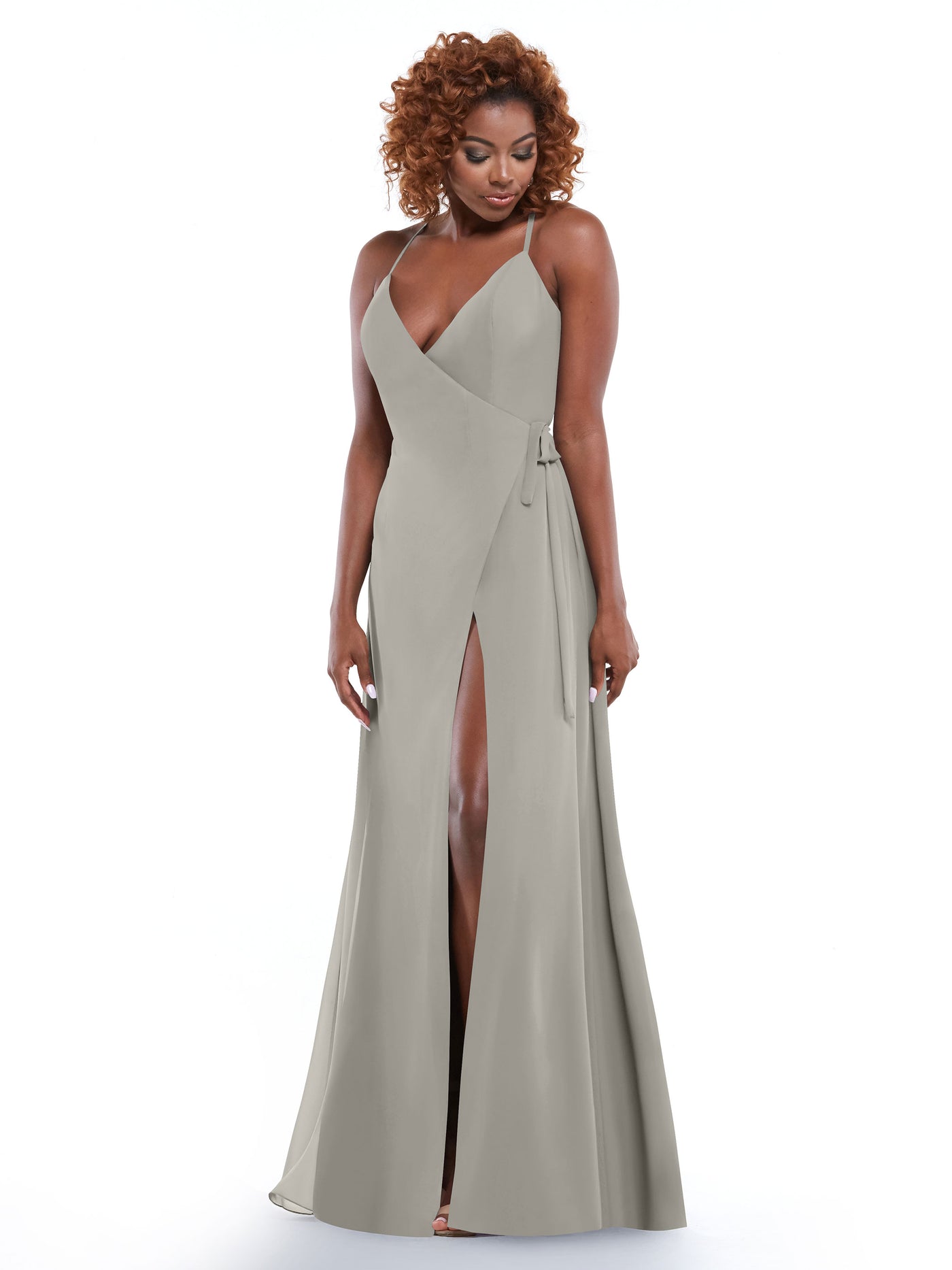 80171 - Sheath Chiffon Bridesmaid Dress with Self-Tie Sash around the Waist