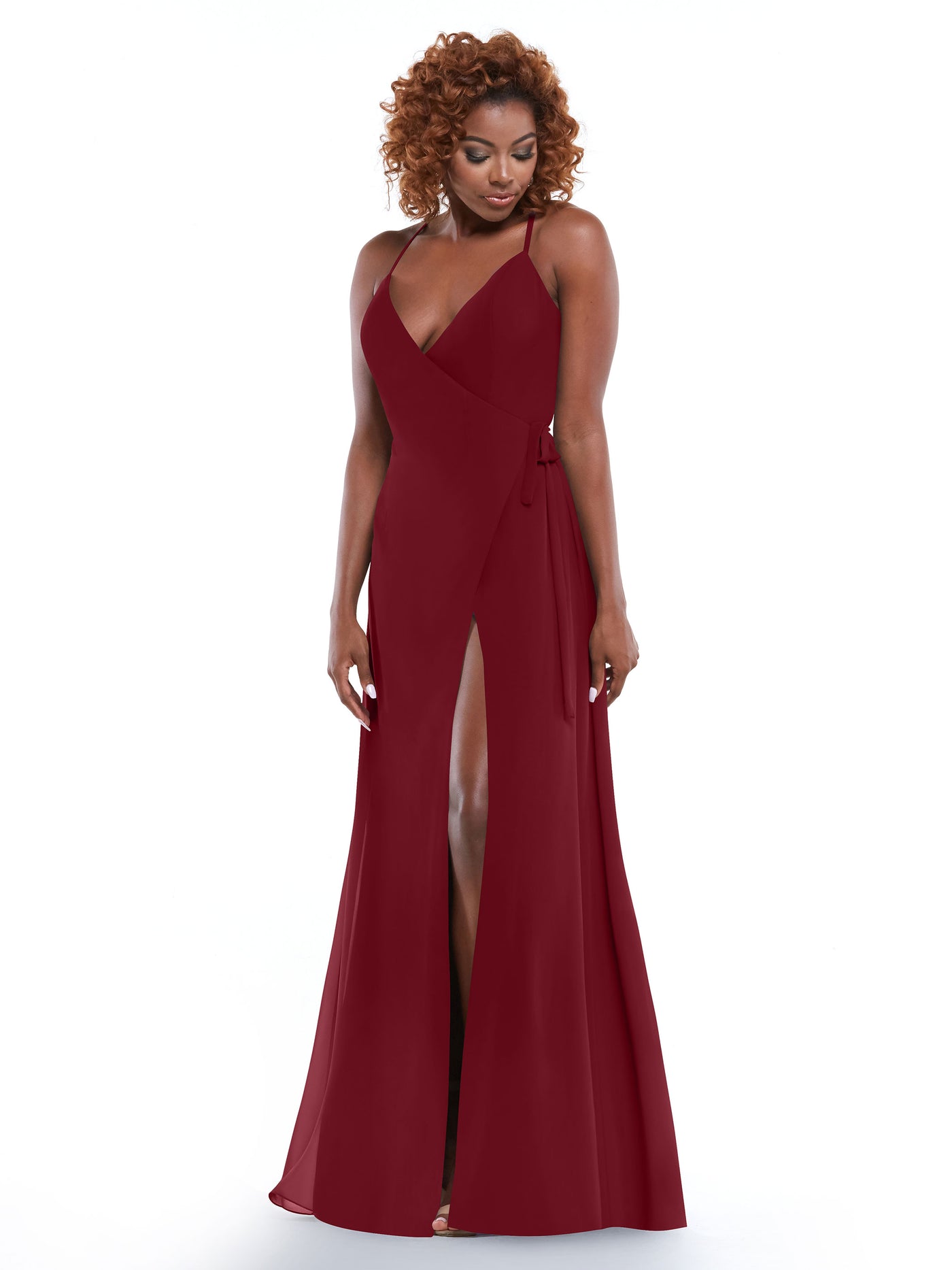 80171 - Sheath Chiffon Bridesmaid Dress with Self-Tie Sash around the Waist