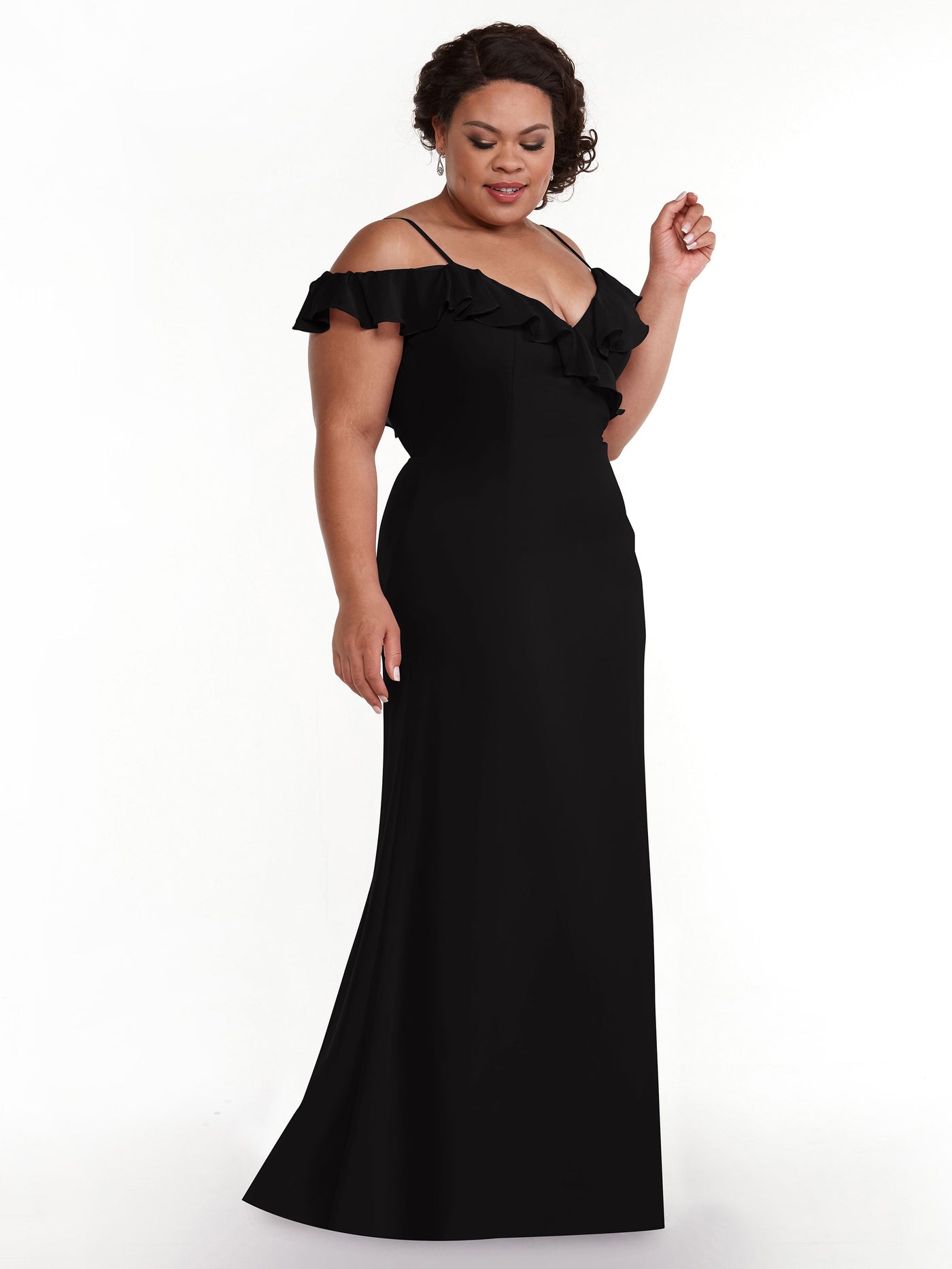 80172 - Chiffon Off-the-Shoulder A-Line Bridesmaid Dress with Ruffled Neckline