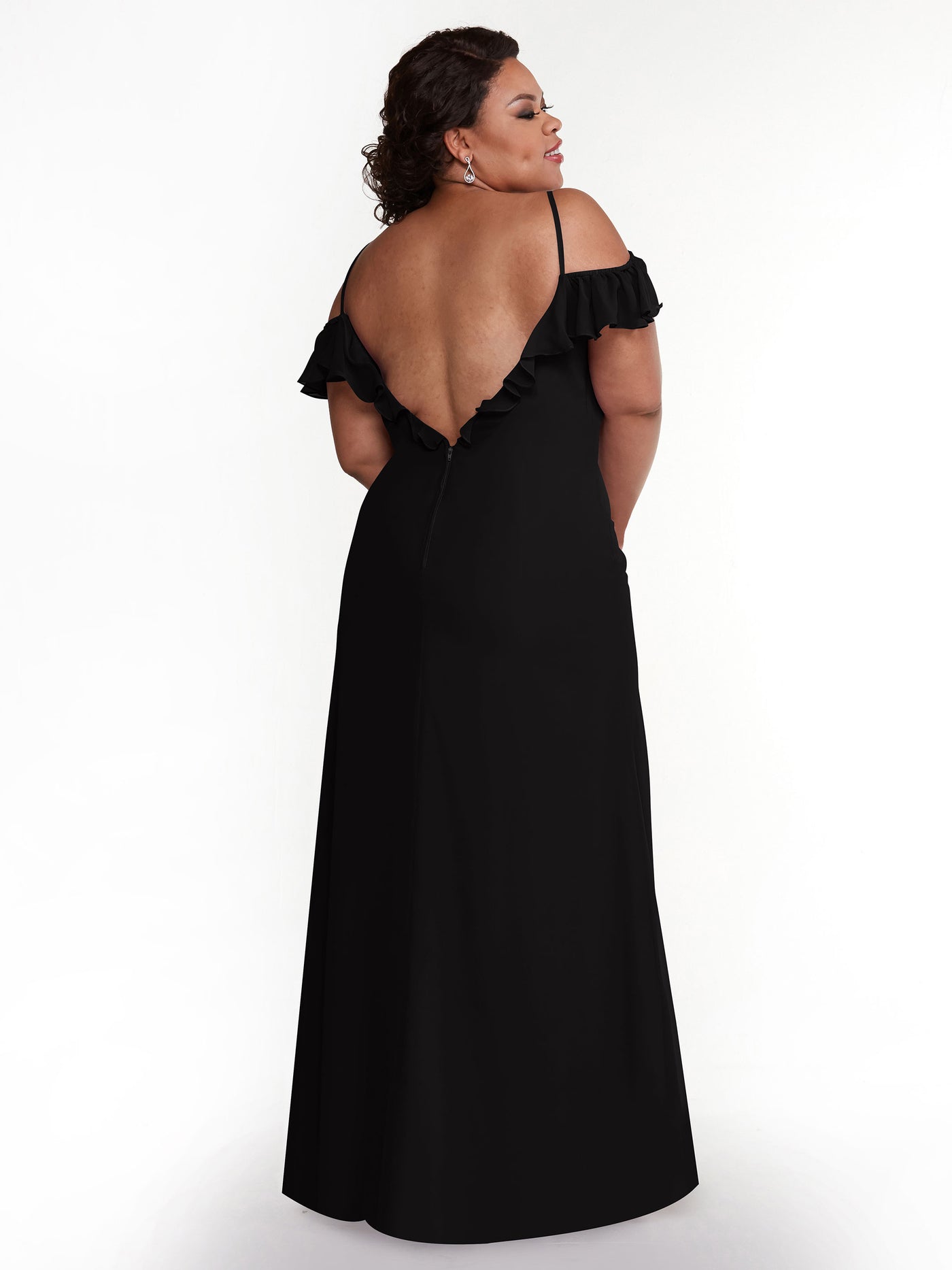 80172 - Chiffon Off-the-Shoulder A-Line Bridesmaid Dress with Ruffled Neckline