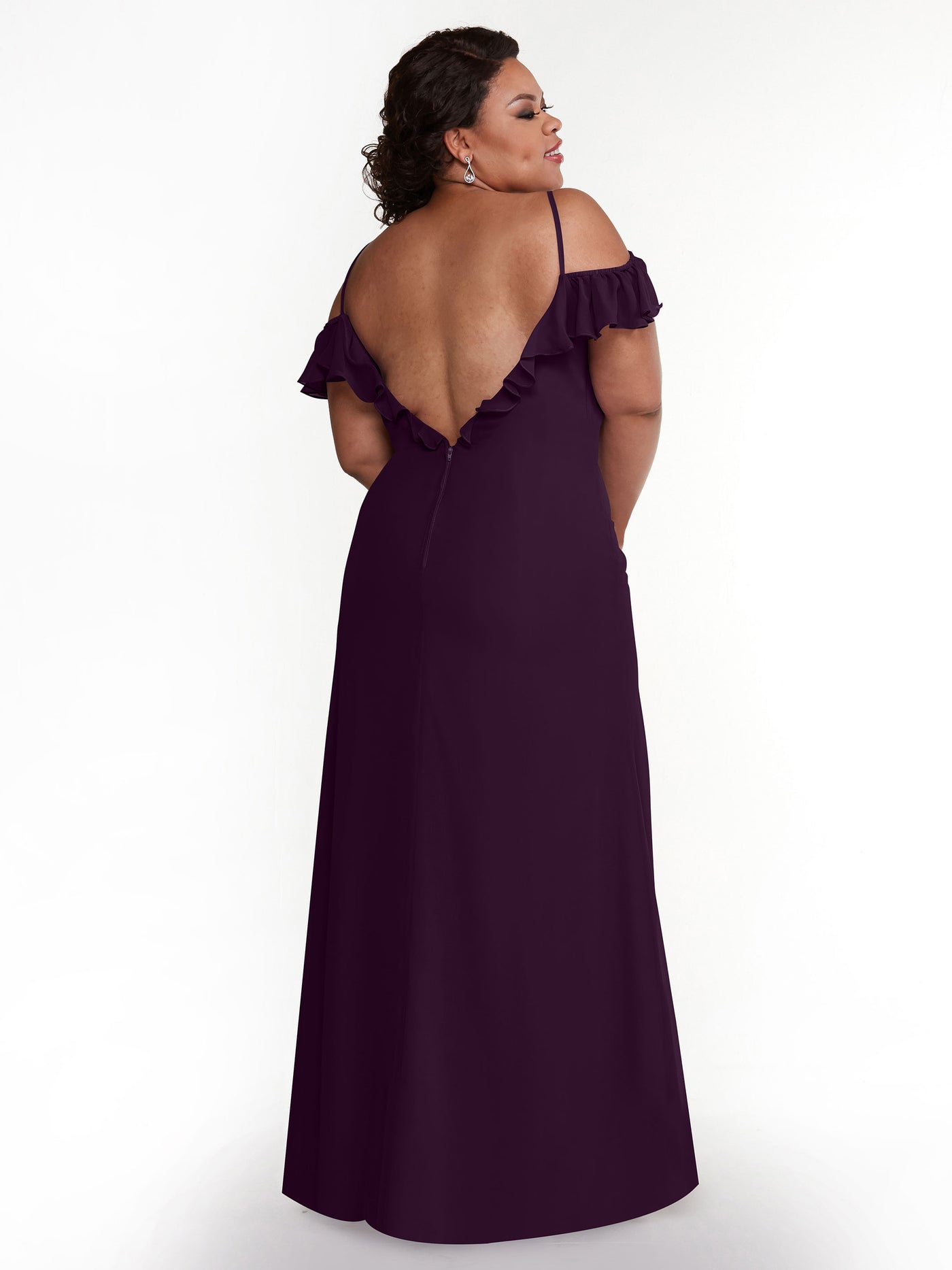 80172 - Chiffon Off-the-Shoulder A-Line Bridesmaid Dress with Ruffled Neckline