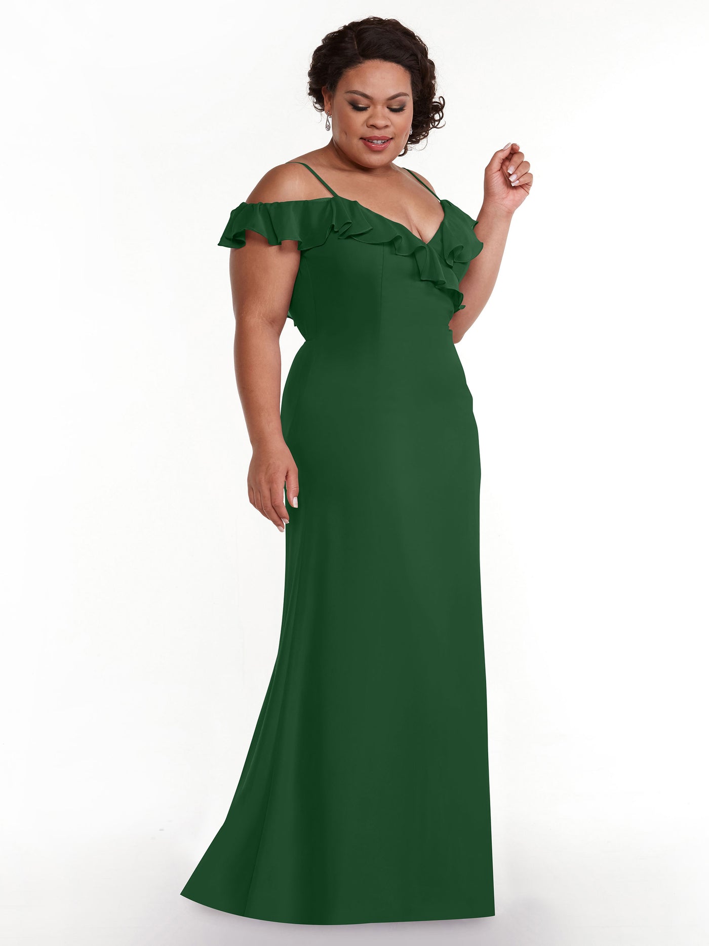 80172 - Chiffon Off-the-Shoulder A-Line Bridesmaid Dress with Ruffled Neckline