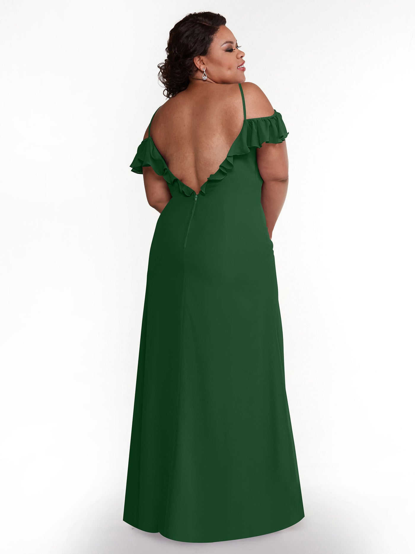 80172 - Chiffon Off-the-Shoulder A-Line Bridesmaid Dress with Ruffled Neckline