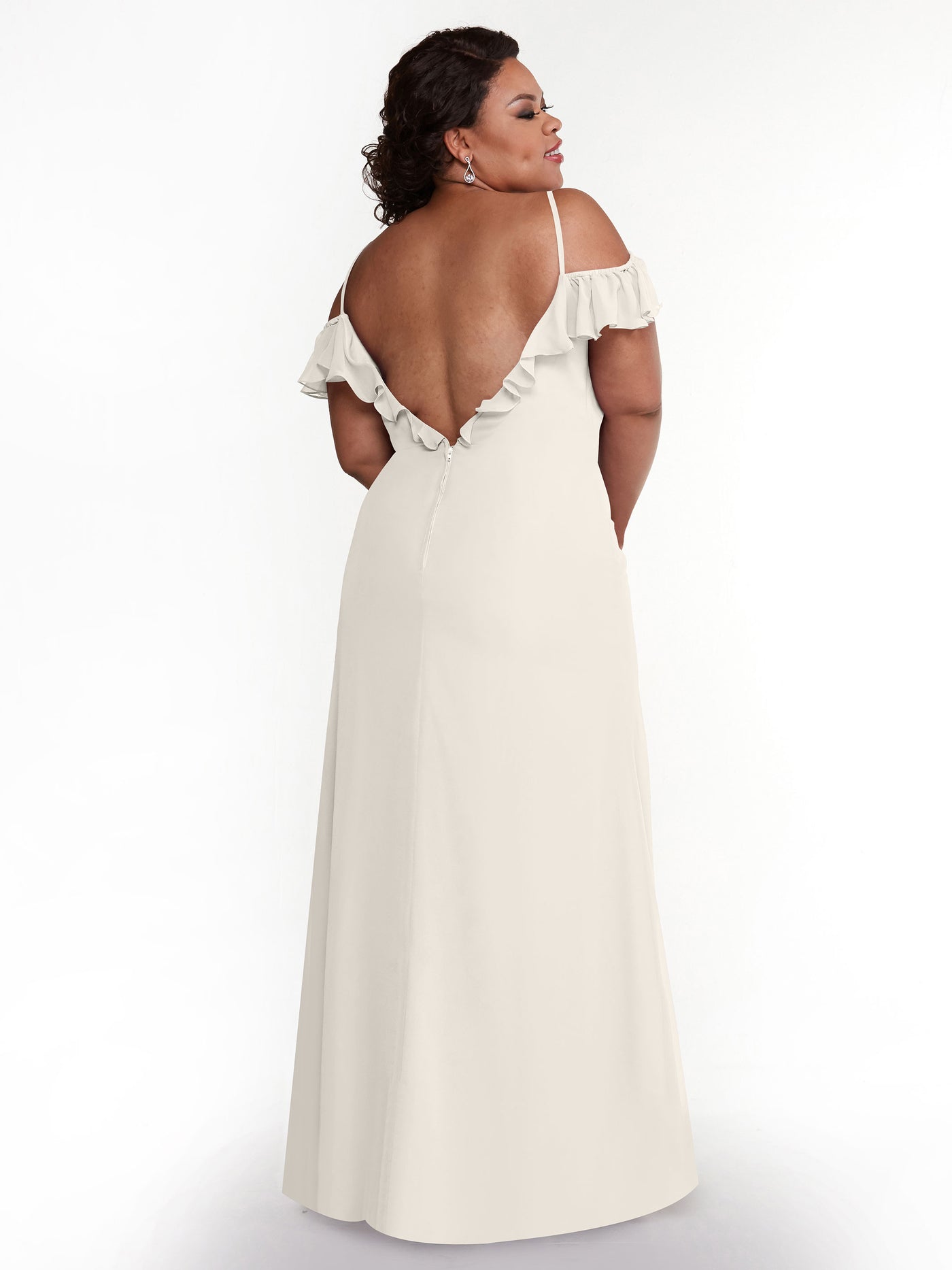 80172 - Chiffon Off-the-Shoulder A-Line Bridesmaid Dress with Ruffled Neckline
