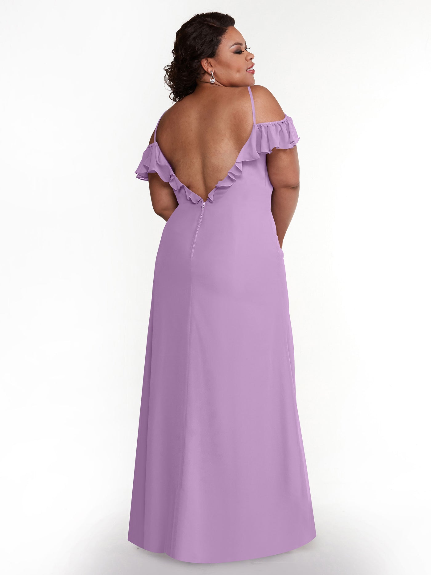 80172 - Chiffon Off-the-Shoulder A-Line Bridesmaid Dress with Ruffled Neckline