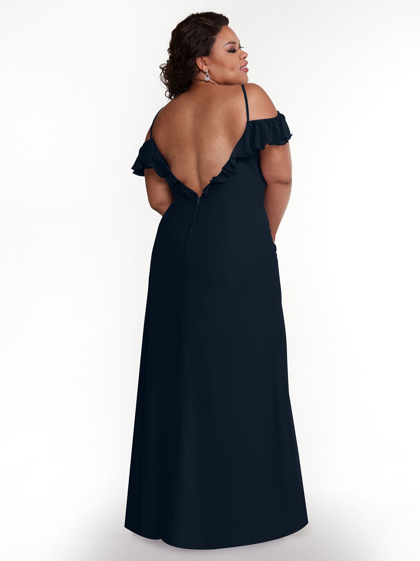 80172 - Chiffon Off-the-Shoulder A-Line Bridesmaid Dress with Ruffled Neckline