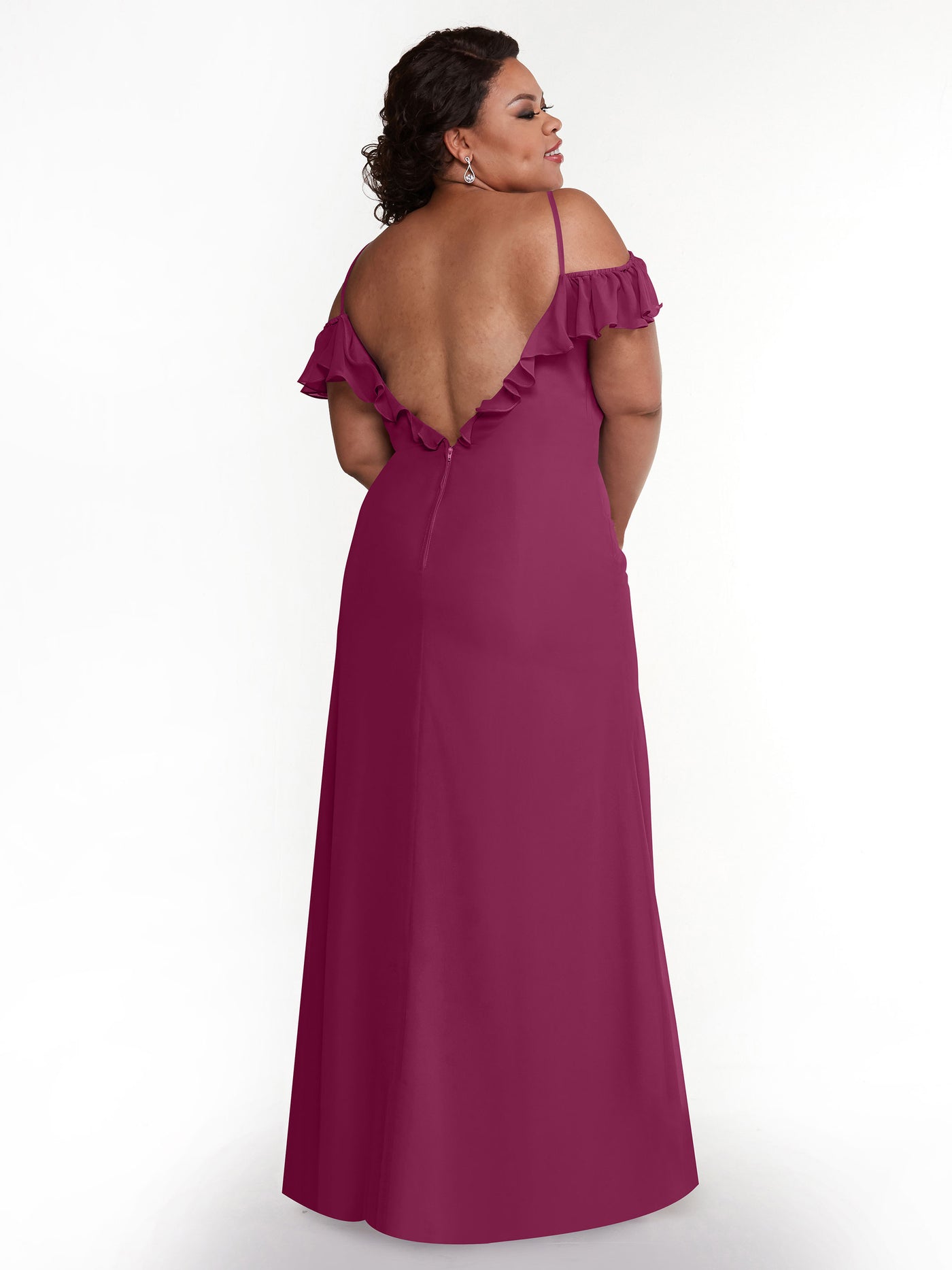 80172 - Chiffon Off-the-Shoulder A-Line Bridesmaid Dress with Ruffled Neckline