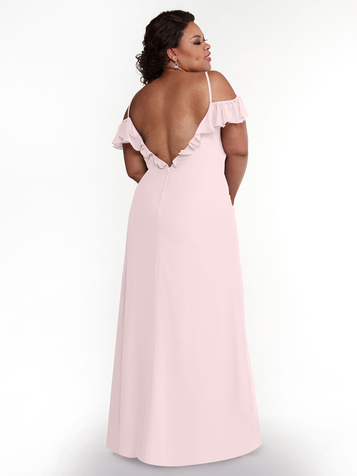 80172 - Chiffon Off-the-Shoulder A-Line Bridesmaid Dress with Ruffled Neckline