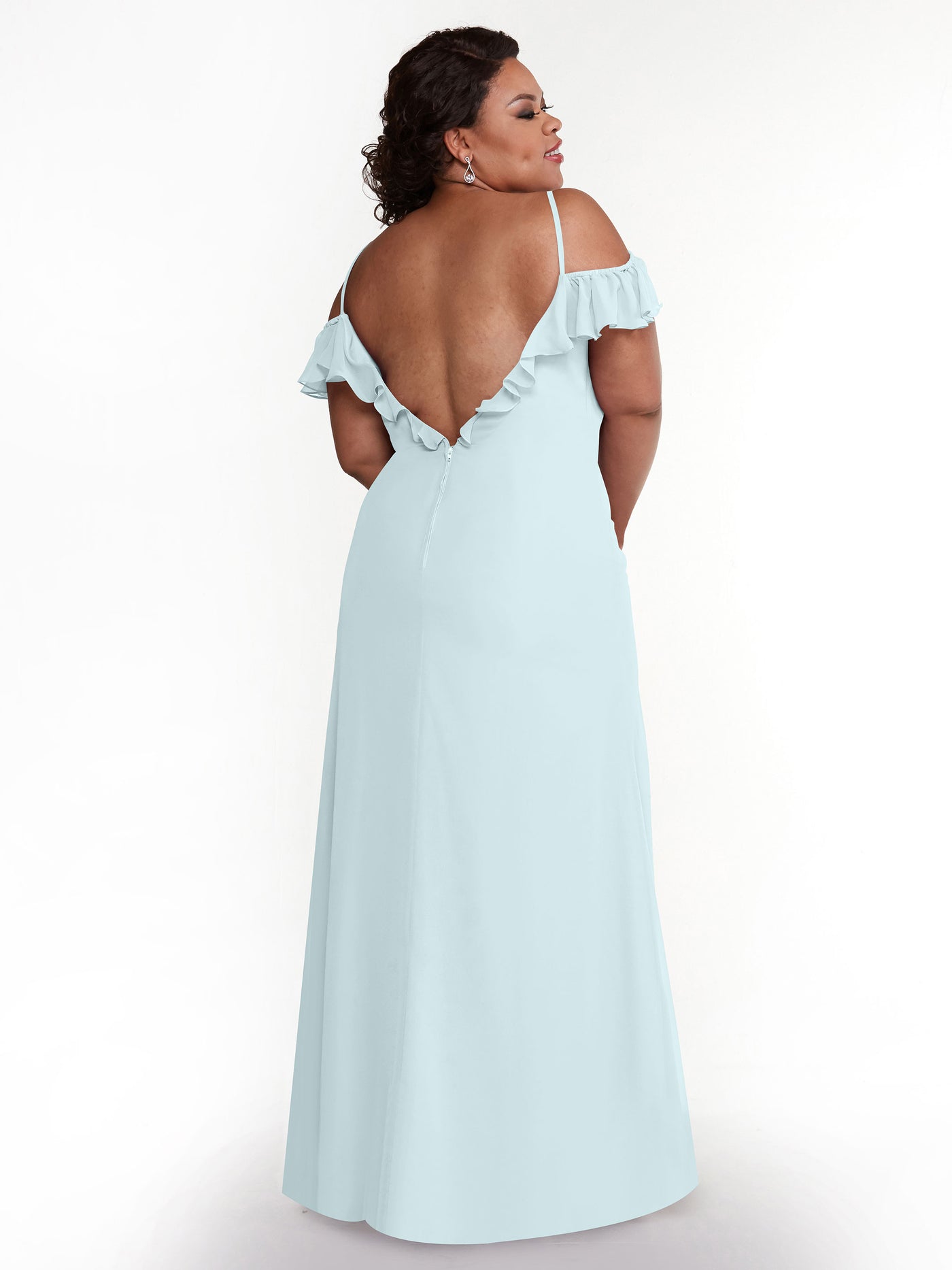 80172 - Chiffon Off-the-Shoulder A-Line Bridesmaid Dress with Ruffled Neckline