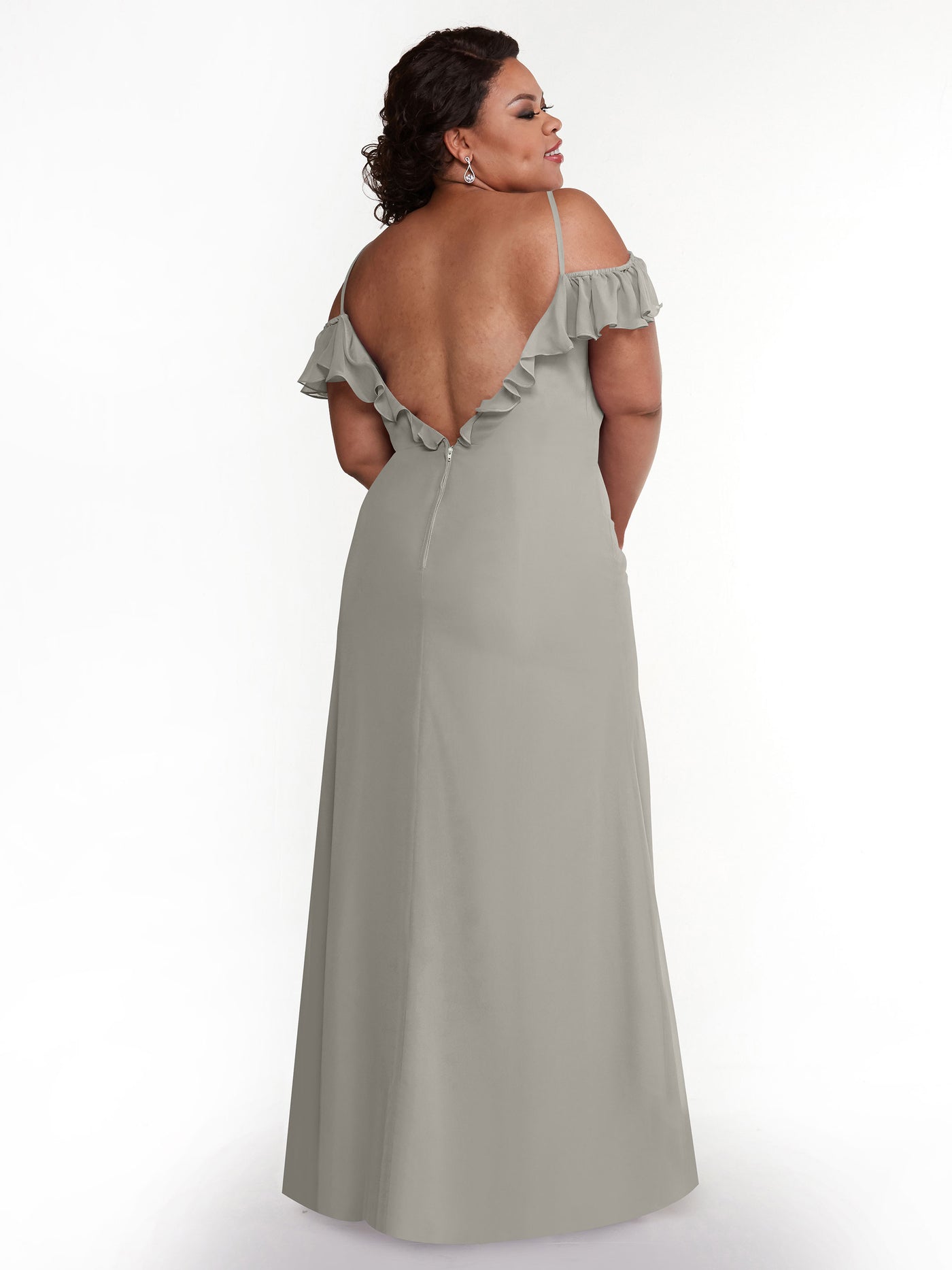 80172 - Chiffon Off-the-Shoulder A-Line Bridesmaid Dress with Ruffled Neckline