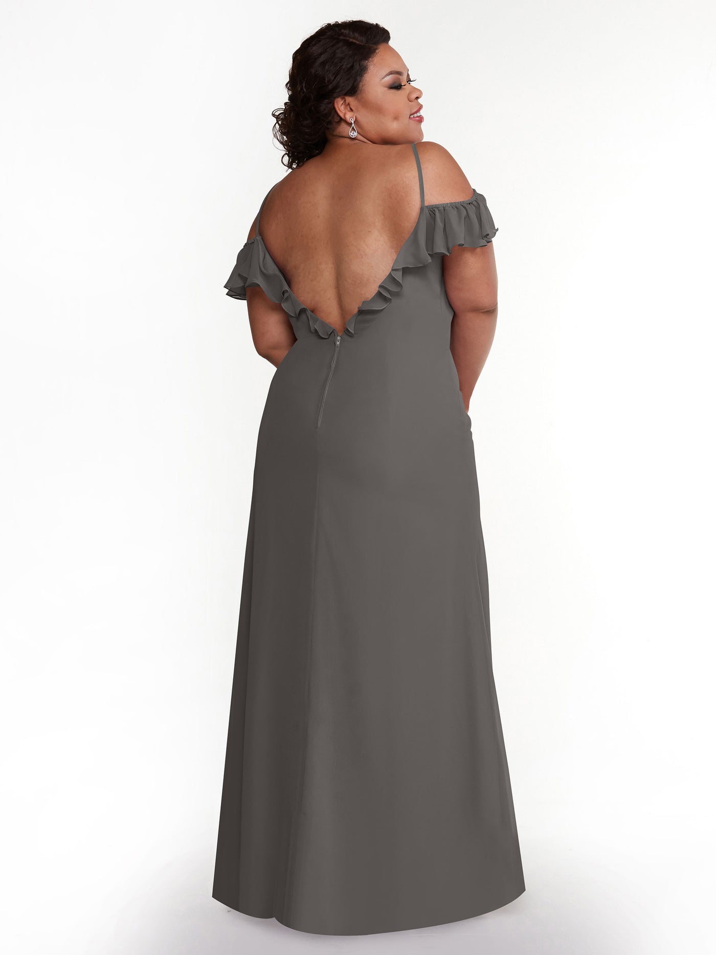 80172 - Chiffon Off-the-Shoulder A-Line Bridesmaid Dress with Ruffled Neckline