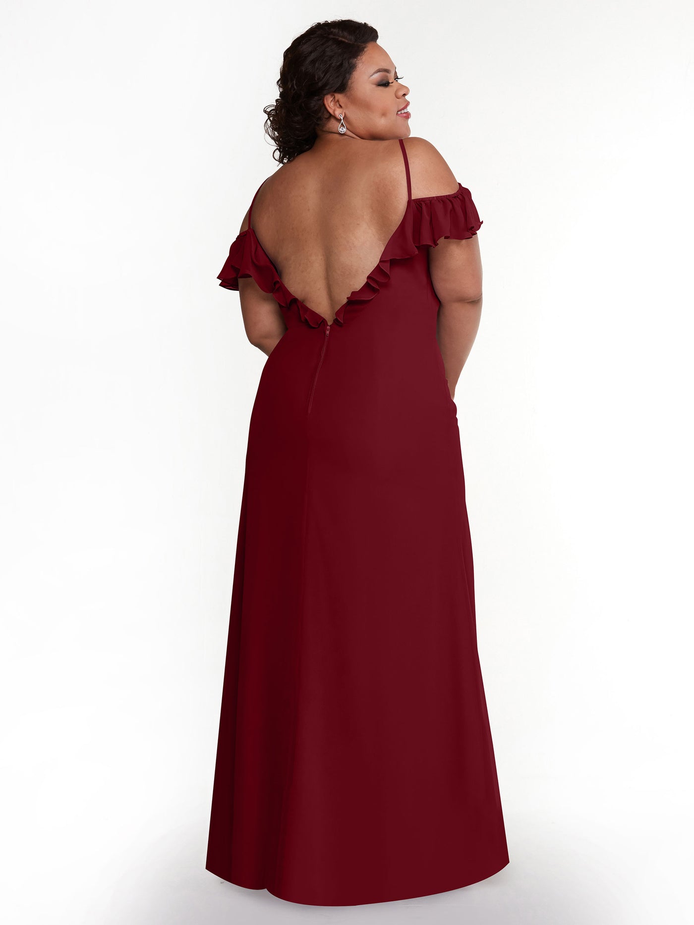 80172 - Chiffon Off-the-Shoulder A-Line Bridesmaid Dress with Ruffled Neckline