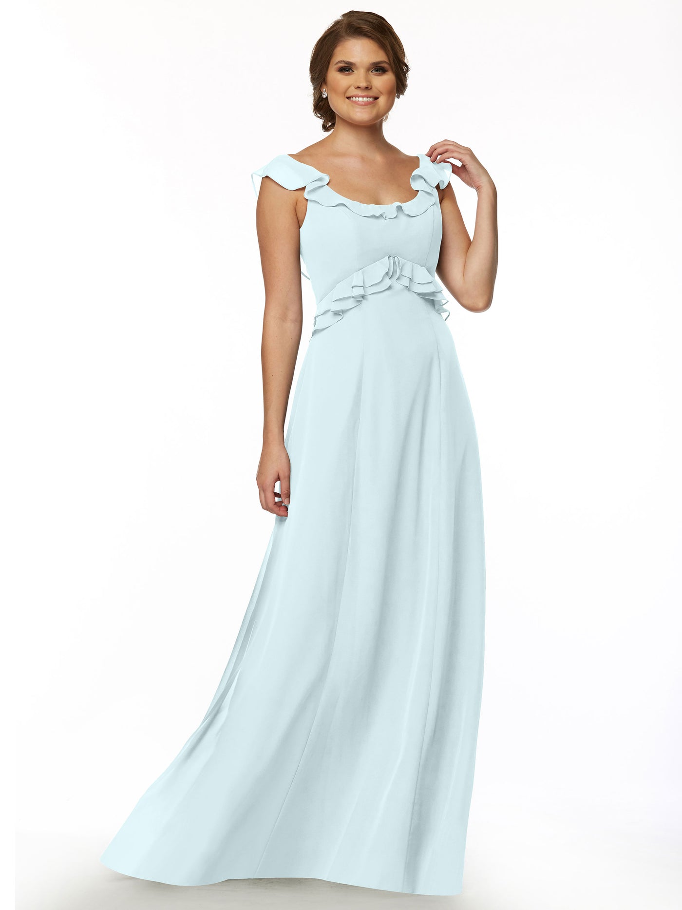 80173 - Chiffon Off-the-Shoulder A-Line Bridesmaid Dress with Ruffled Bodice
