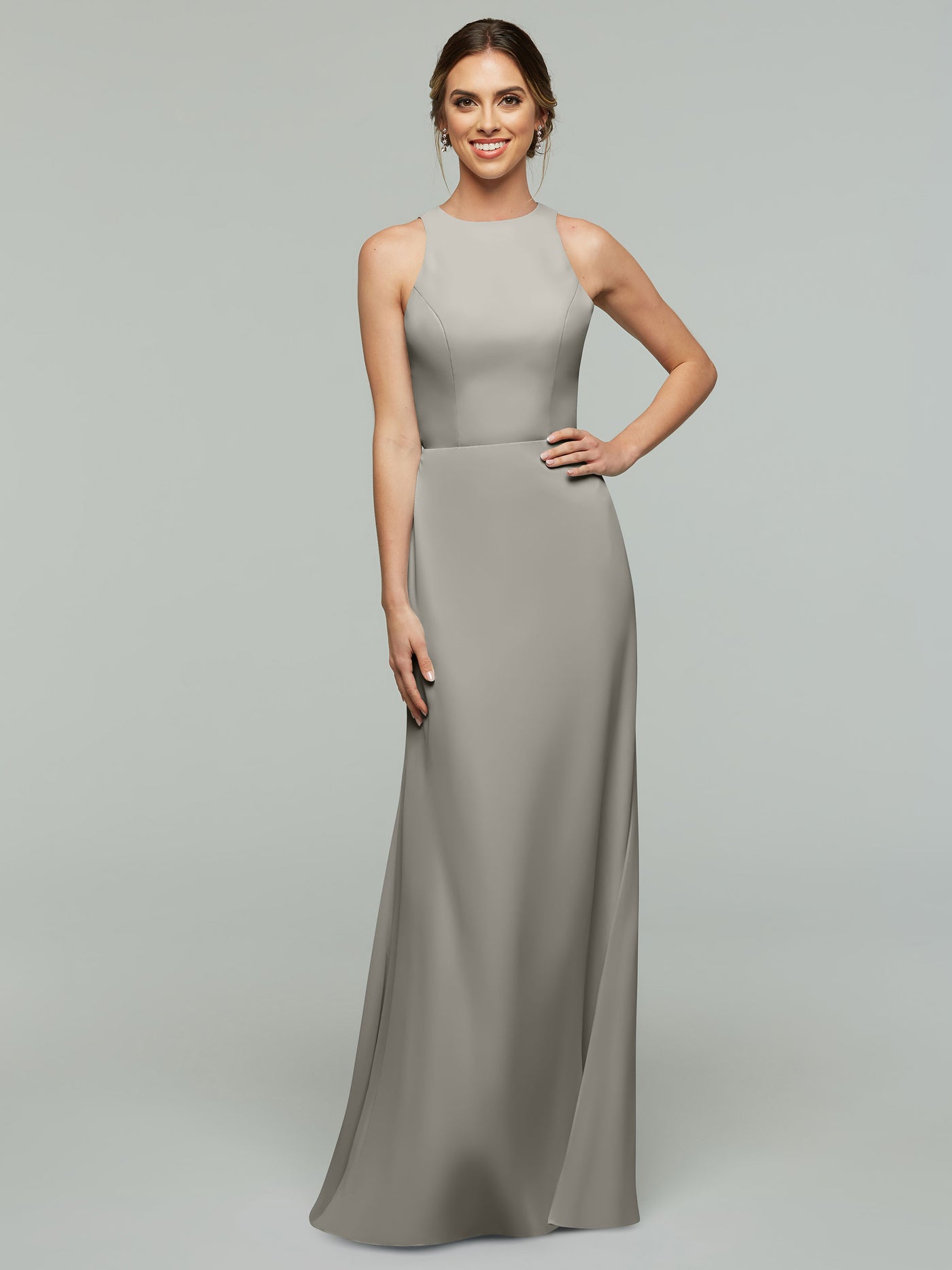 80175 - Chiffon A-Line Bridesmaid Dress with Plunging Halter Neckline