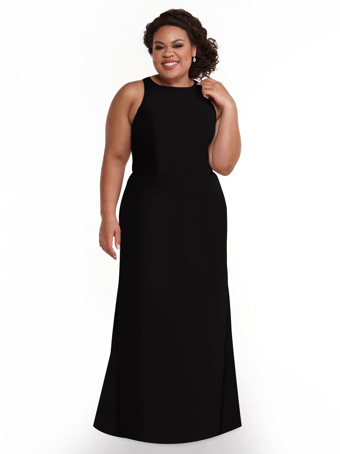 80175 - Chiffon A-Line Bridesmaid Dress with Plunging Halter Neckline