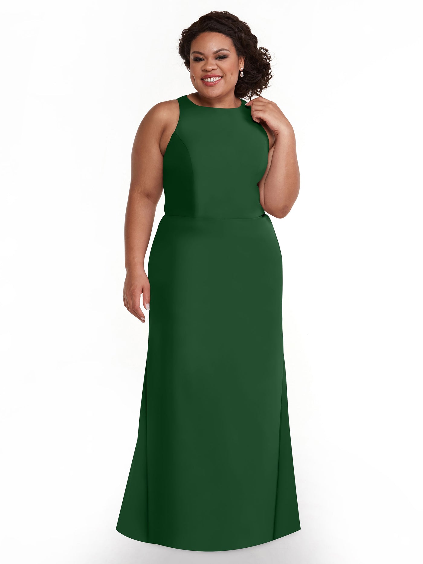 80175 - Chiffon A-Line Bridesmaid Dress with Plunging Halter Neckline